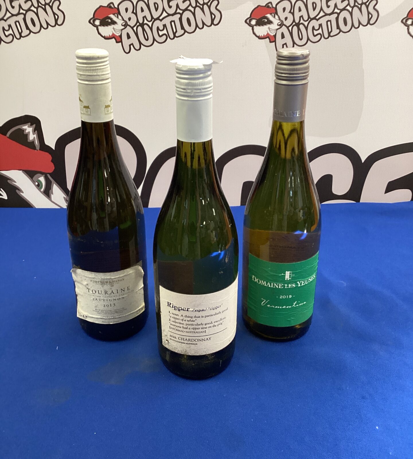Three bottles of white wine inc ripper, touraine & domaine les yeuses