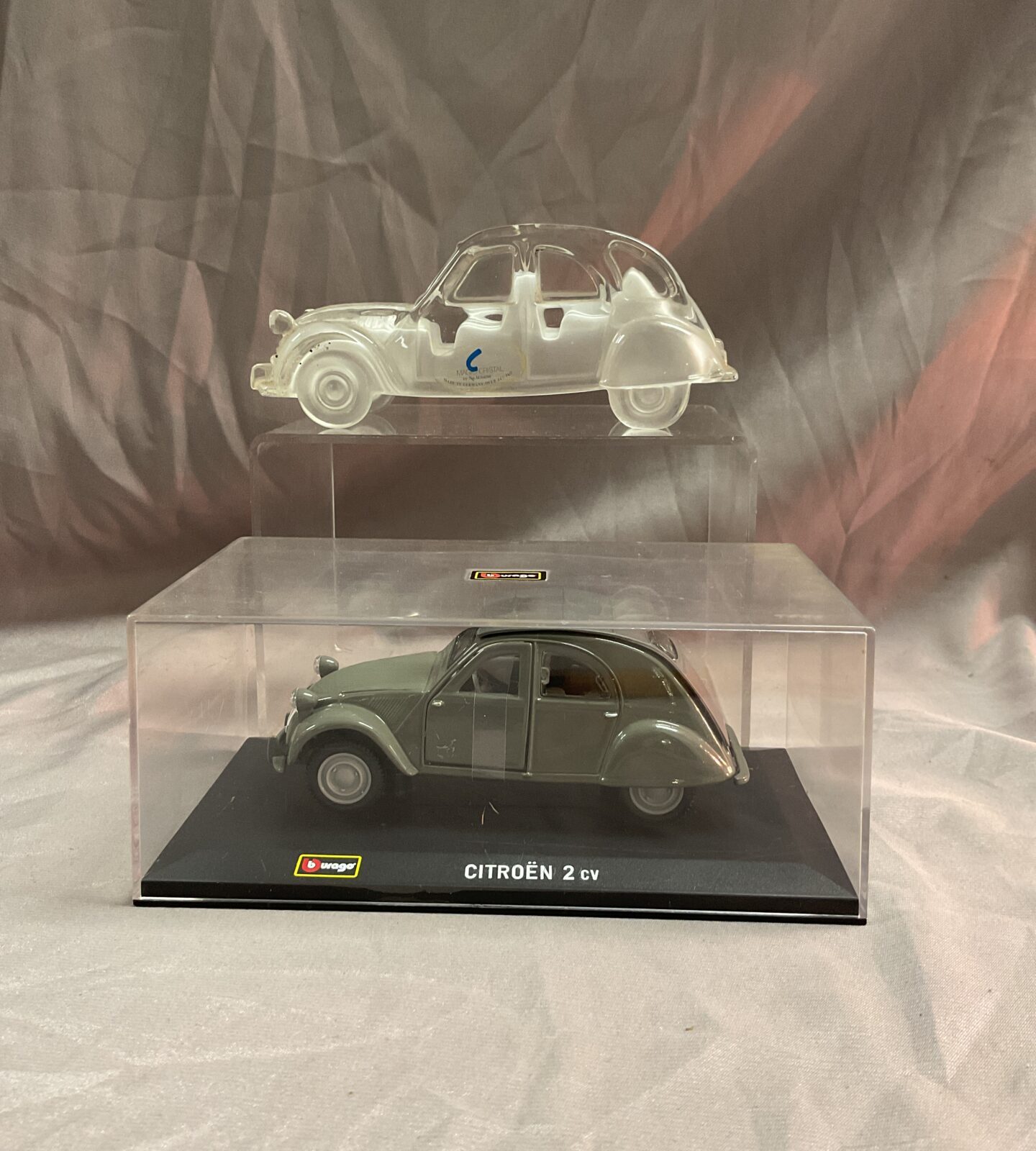 Burago Citroen 2cv and lead crystal Citroen 2cv