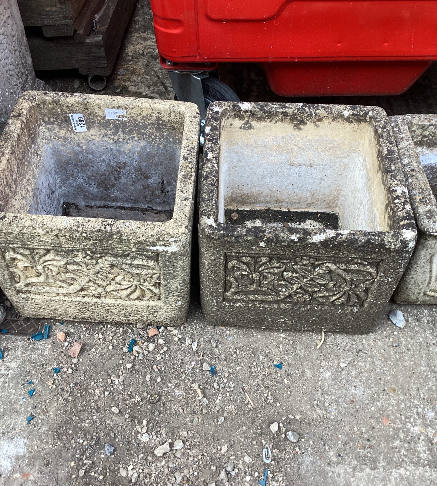 Two stone effect garden planters