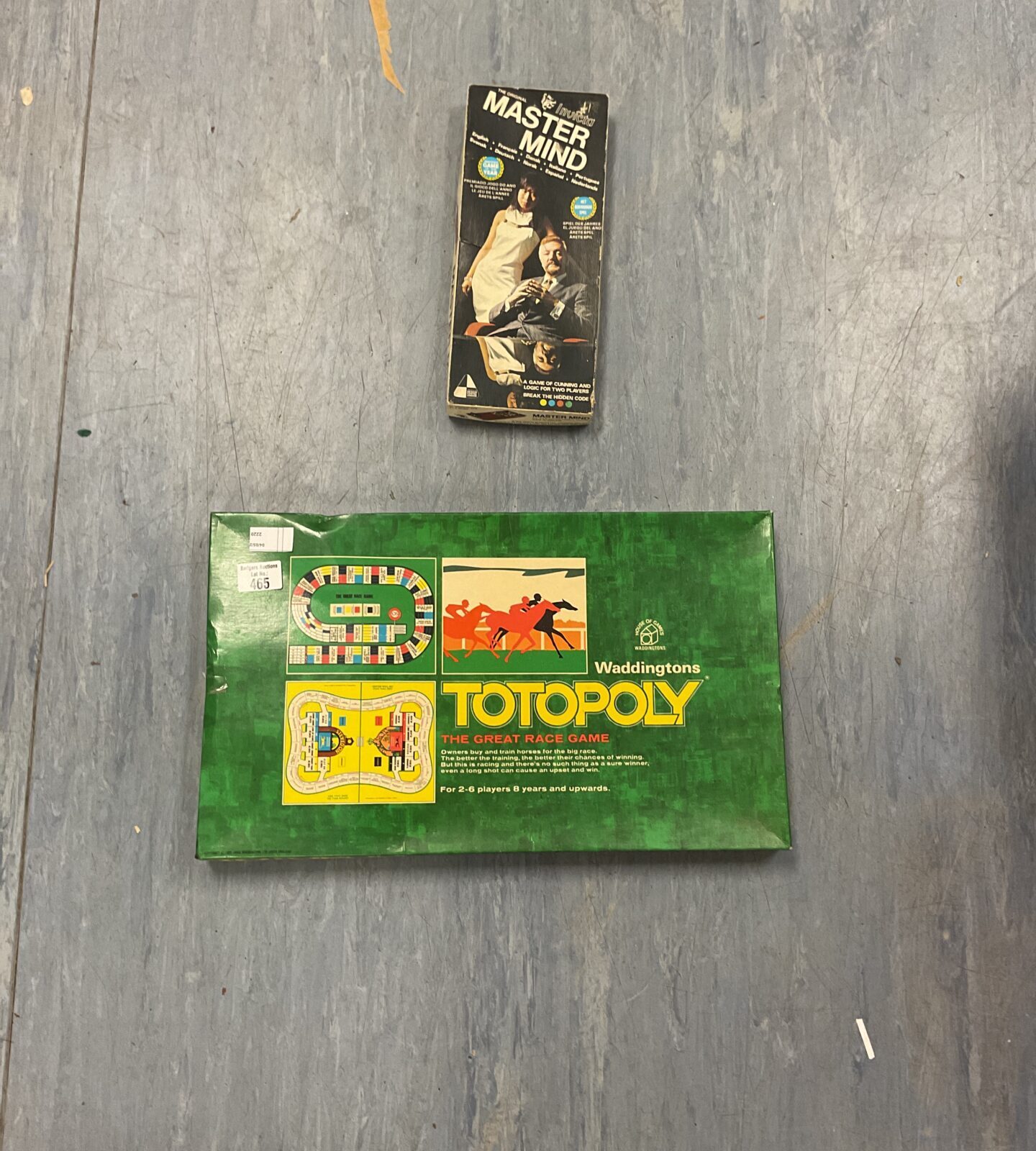 Two board games inc Waddingtons totopoly and master mind