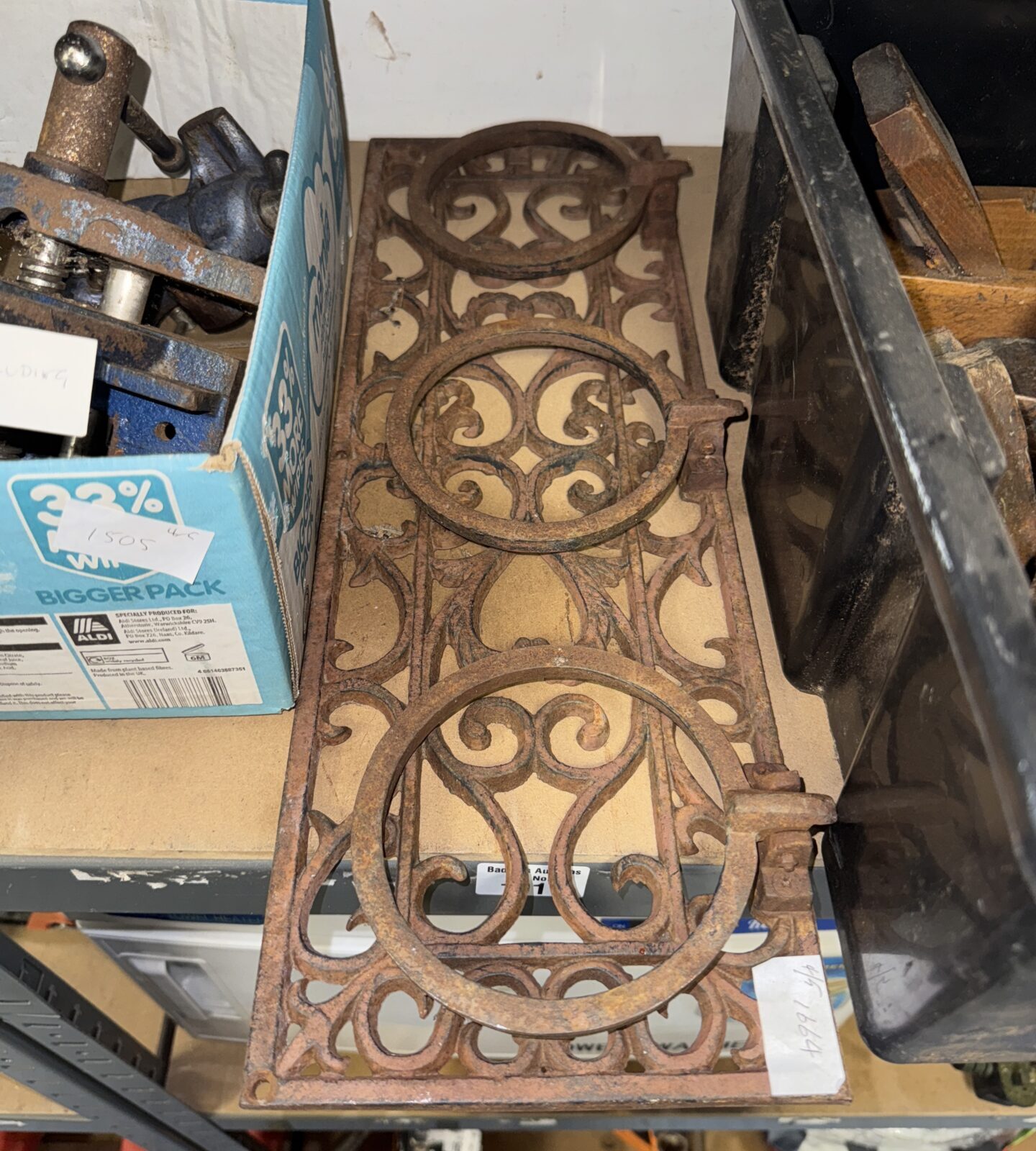 Vintage wrought iron wall mounted plant pot stand