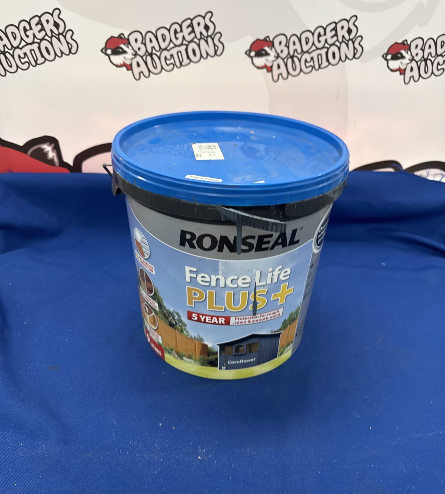 Part used tub of cornflower ronseal fencelife plus (just under half full approx 4 litres)