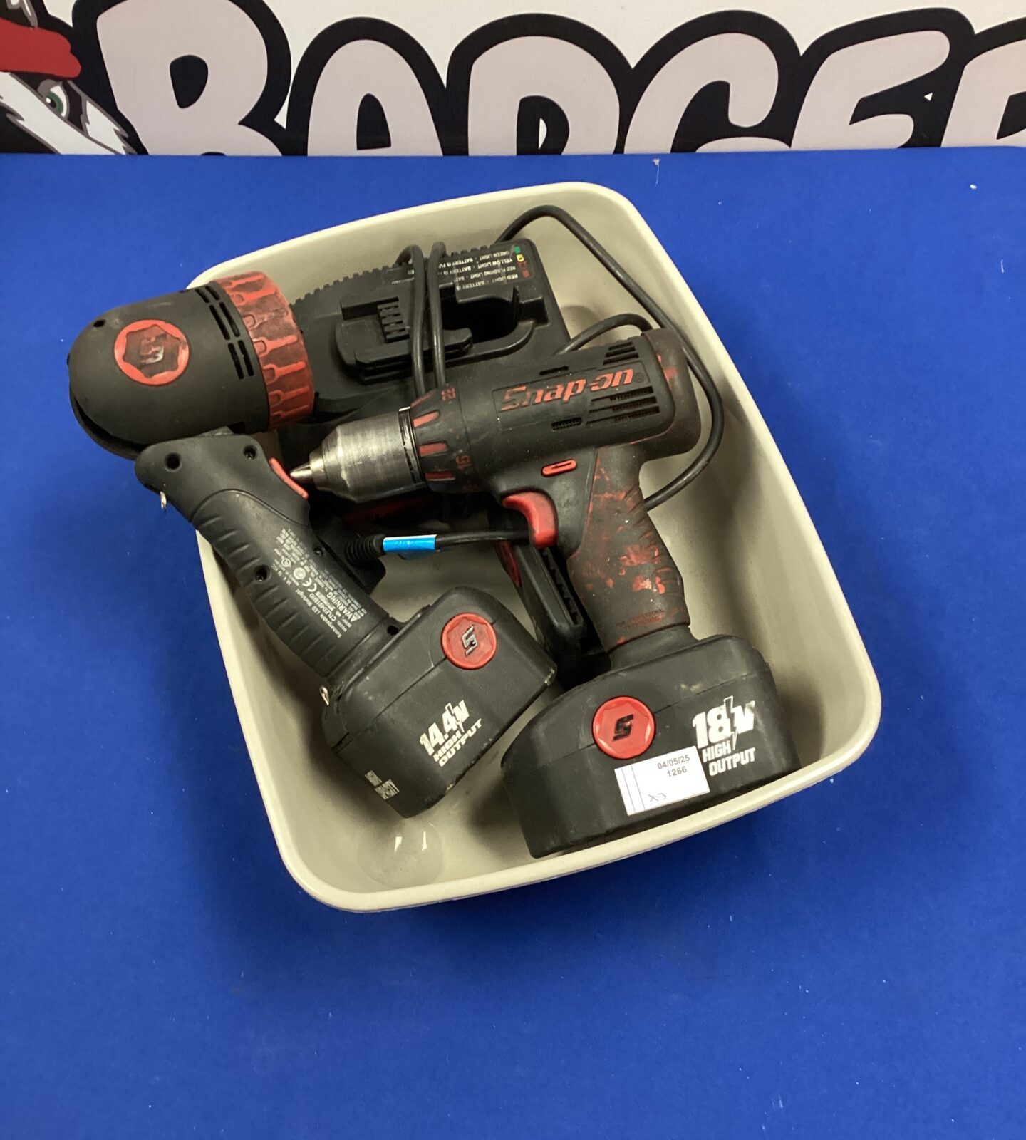 Snap on drill with snap on torch & charger