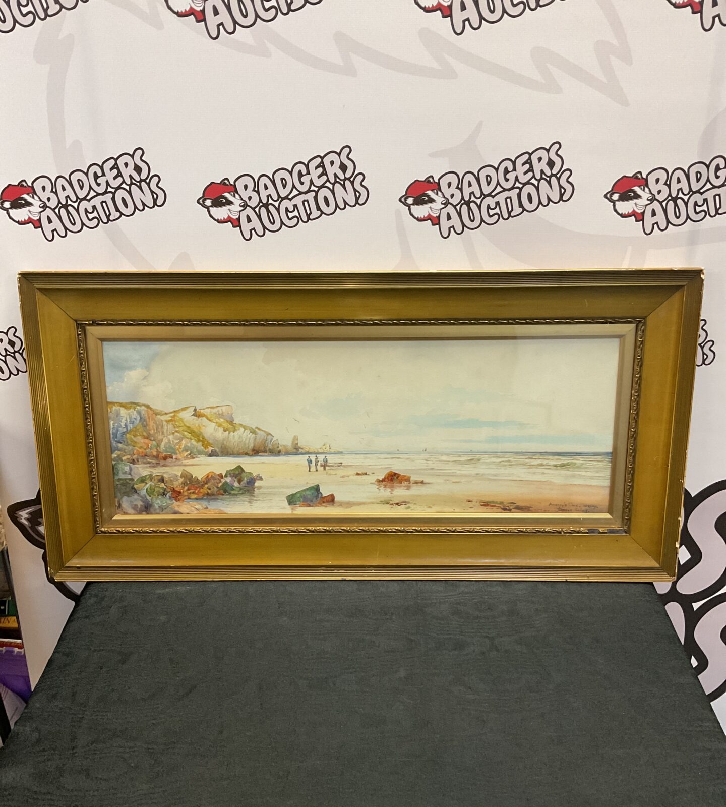 Thomas sidney watercolour of ansteys cove torquay