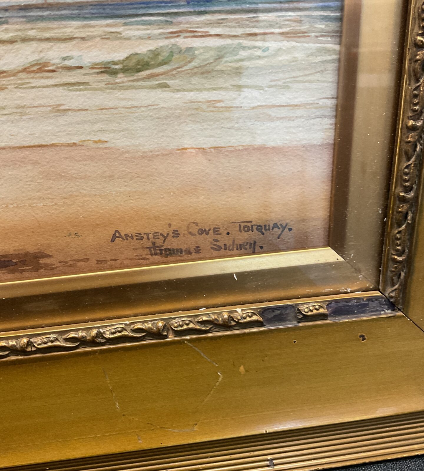 Thomas sidney watercolour of ansteys cove torquay - Image 2