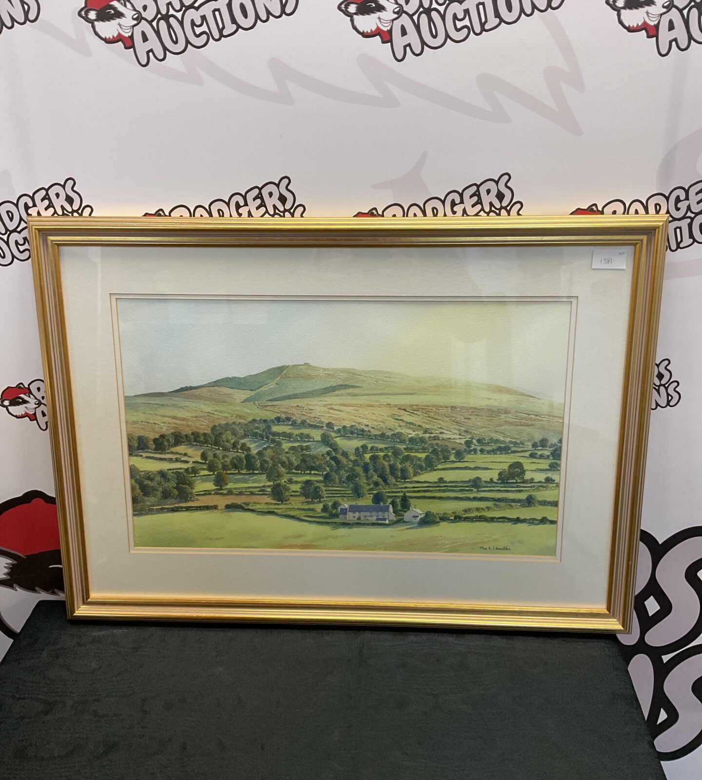 max a s hamblen watercolour of farm house in rolling hills