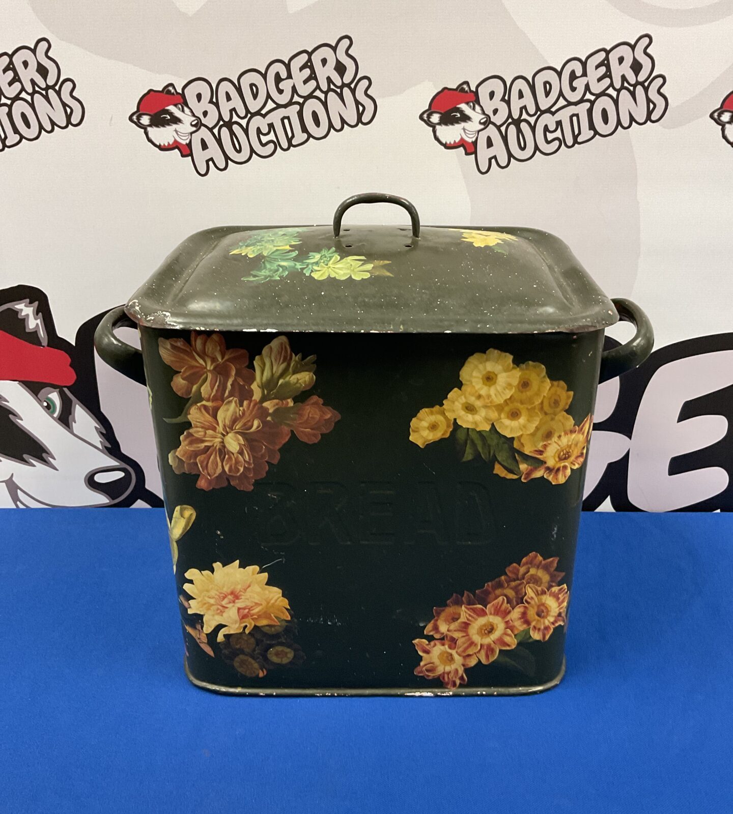 Vintage enamelled bread bin