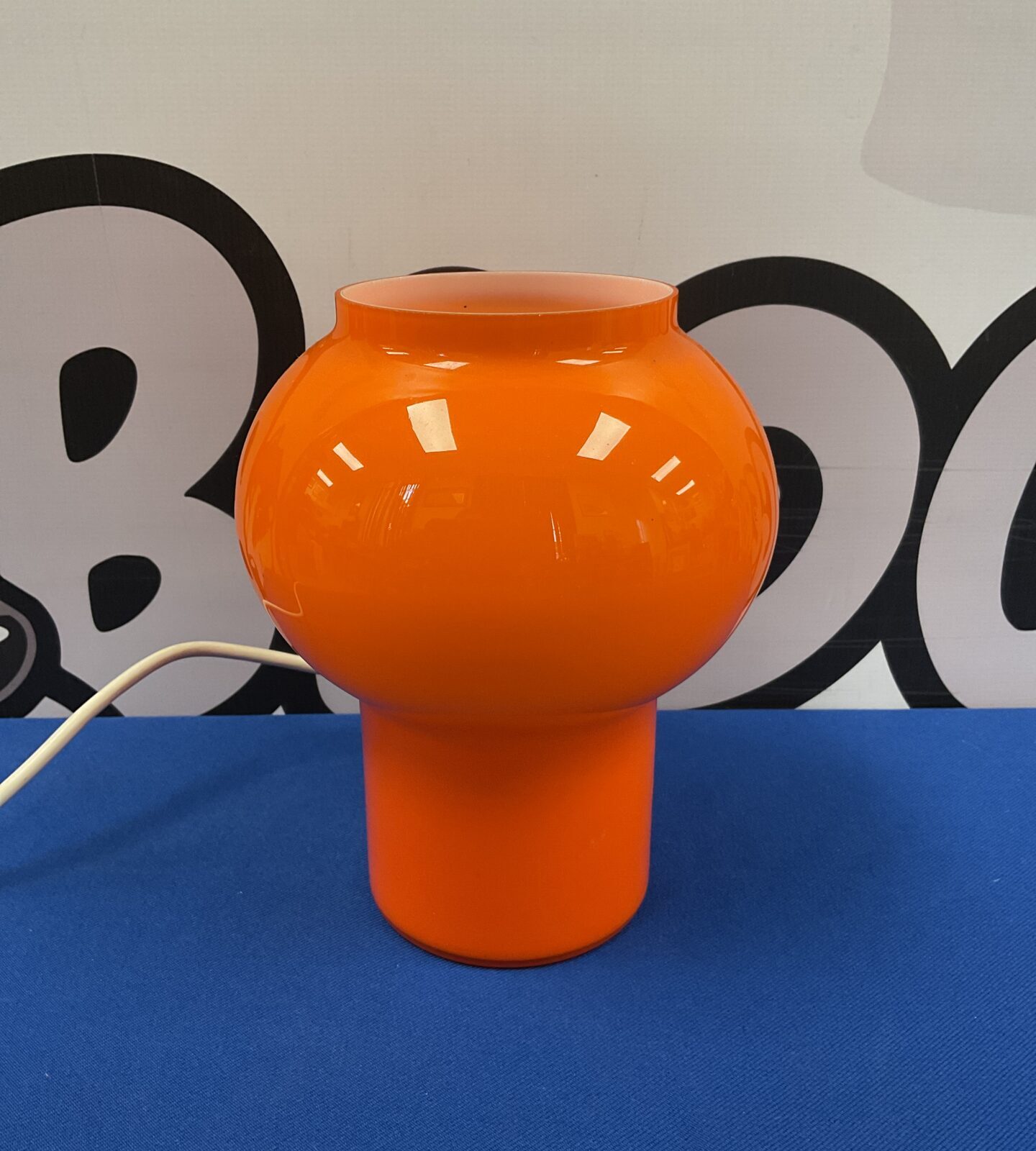 1960s orange glass habitat table lamp