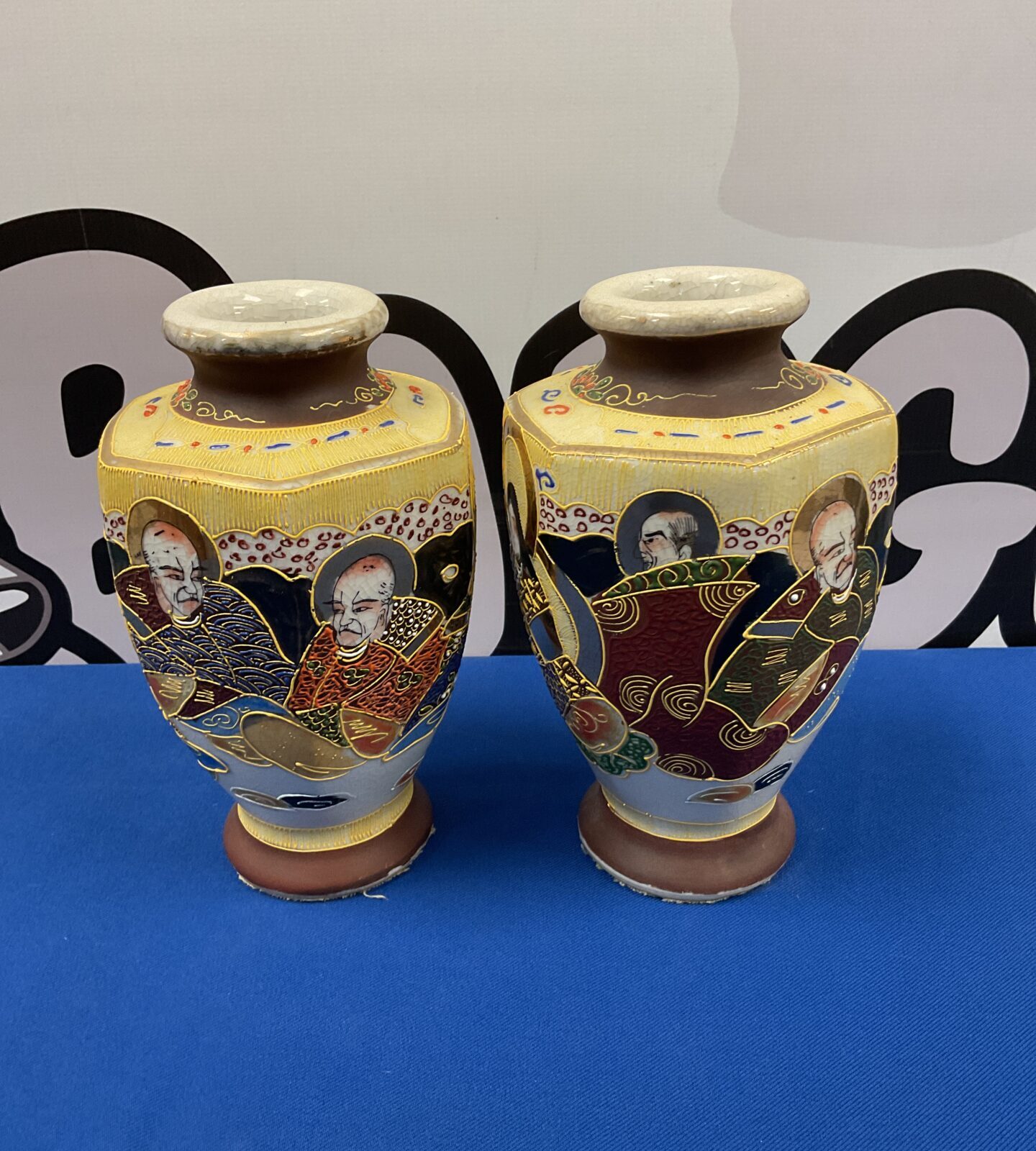 Pair of hand painted Japanese vases
