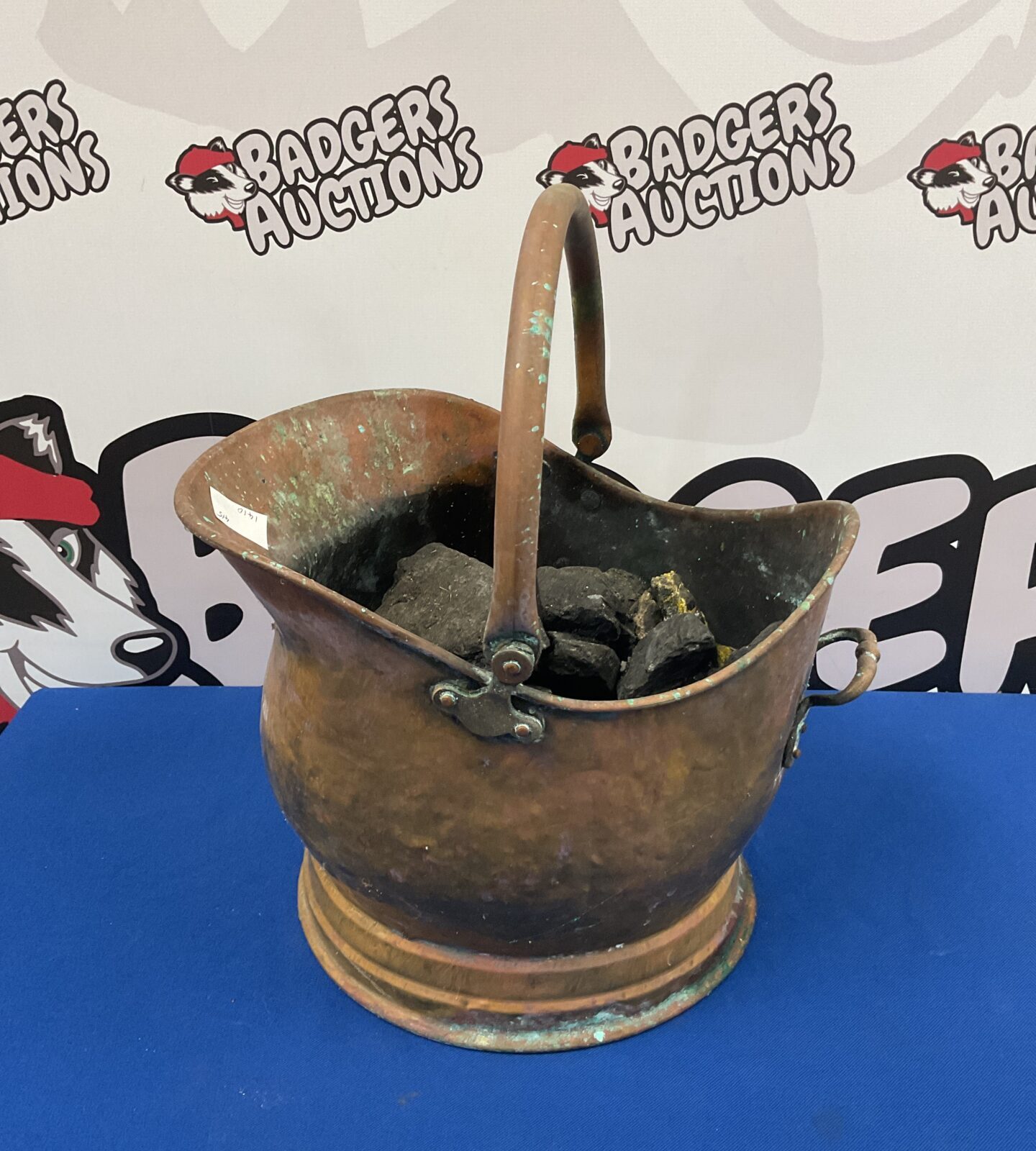 Antique copper helmet coal scuttle