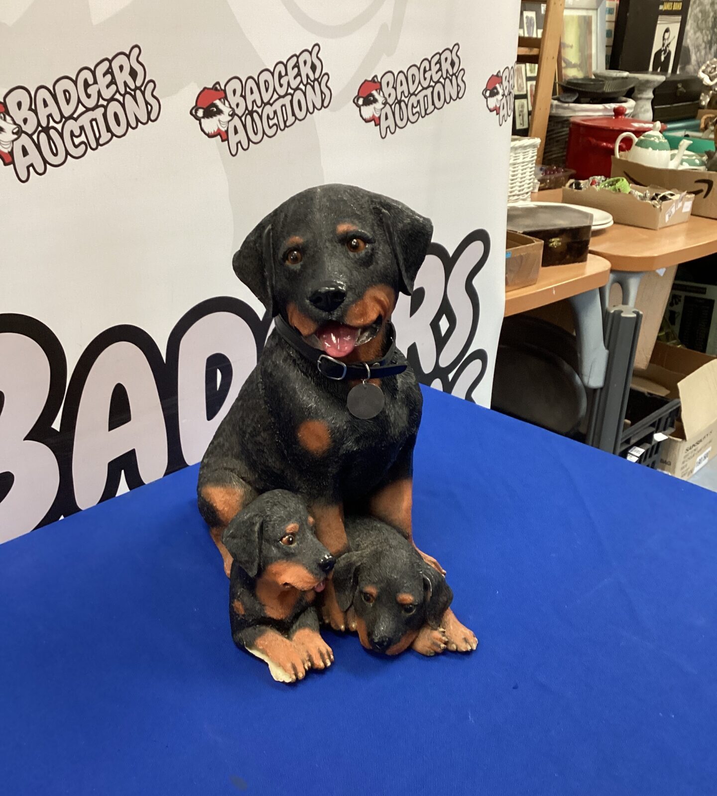 resin Rottweiler dogs slight damage to foot