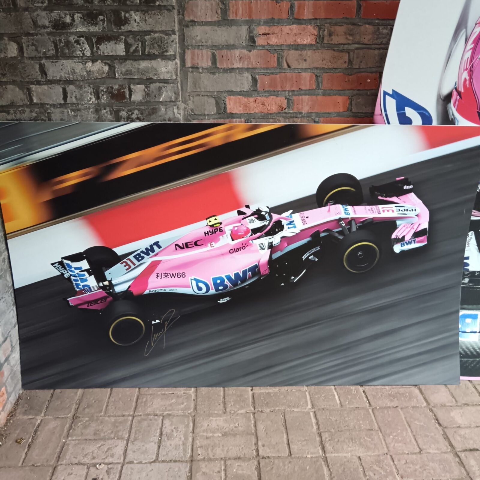 Force India formula one esteban ocon signed pit wall panels - Image 4