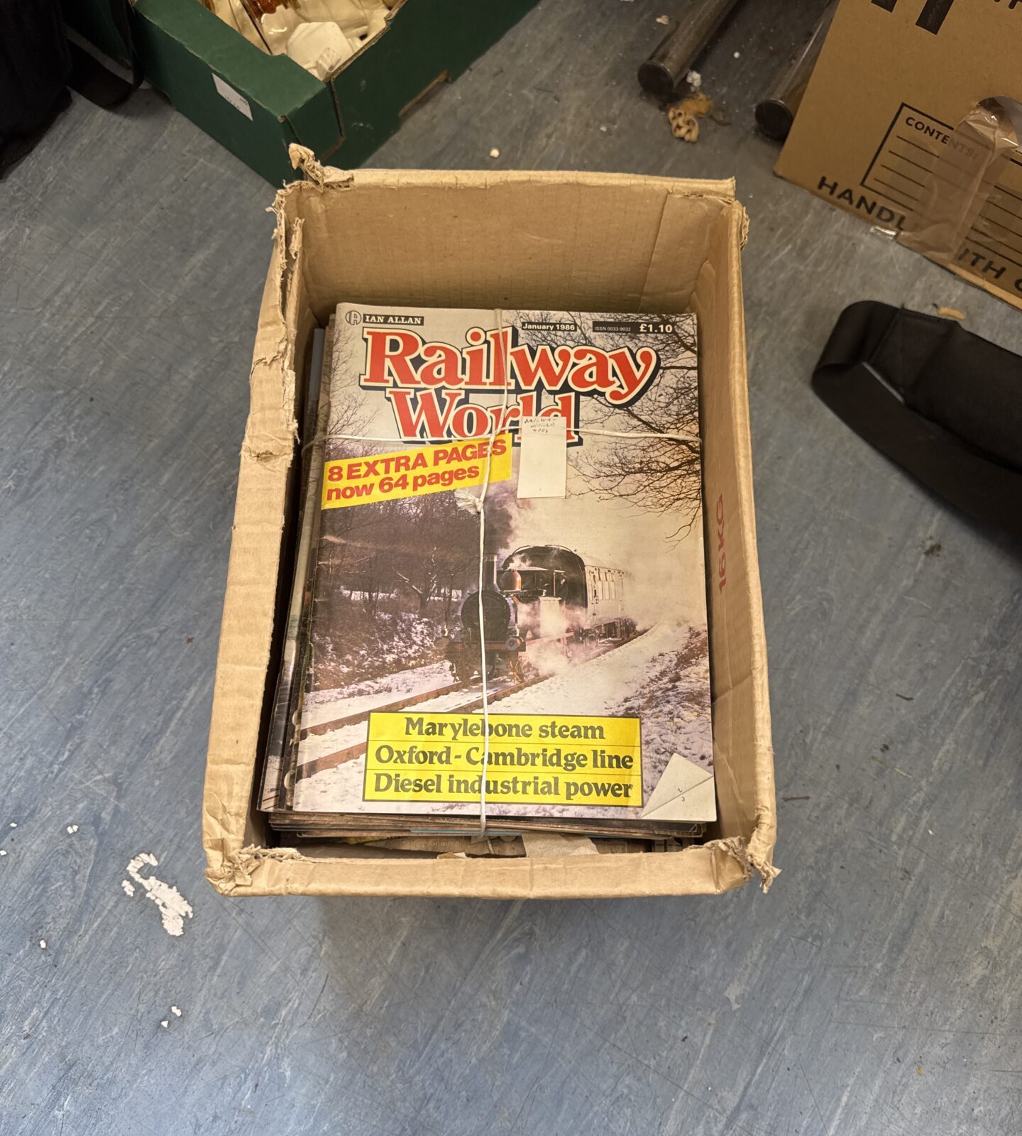 Box of railway works magazines