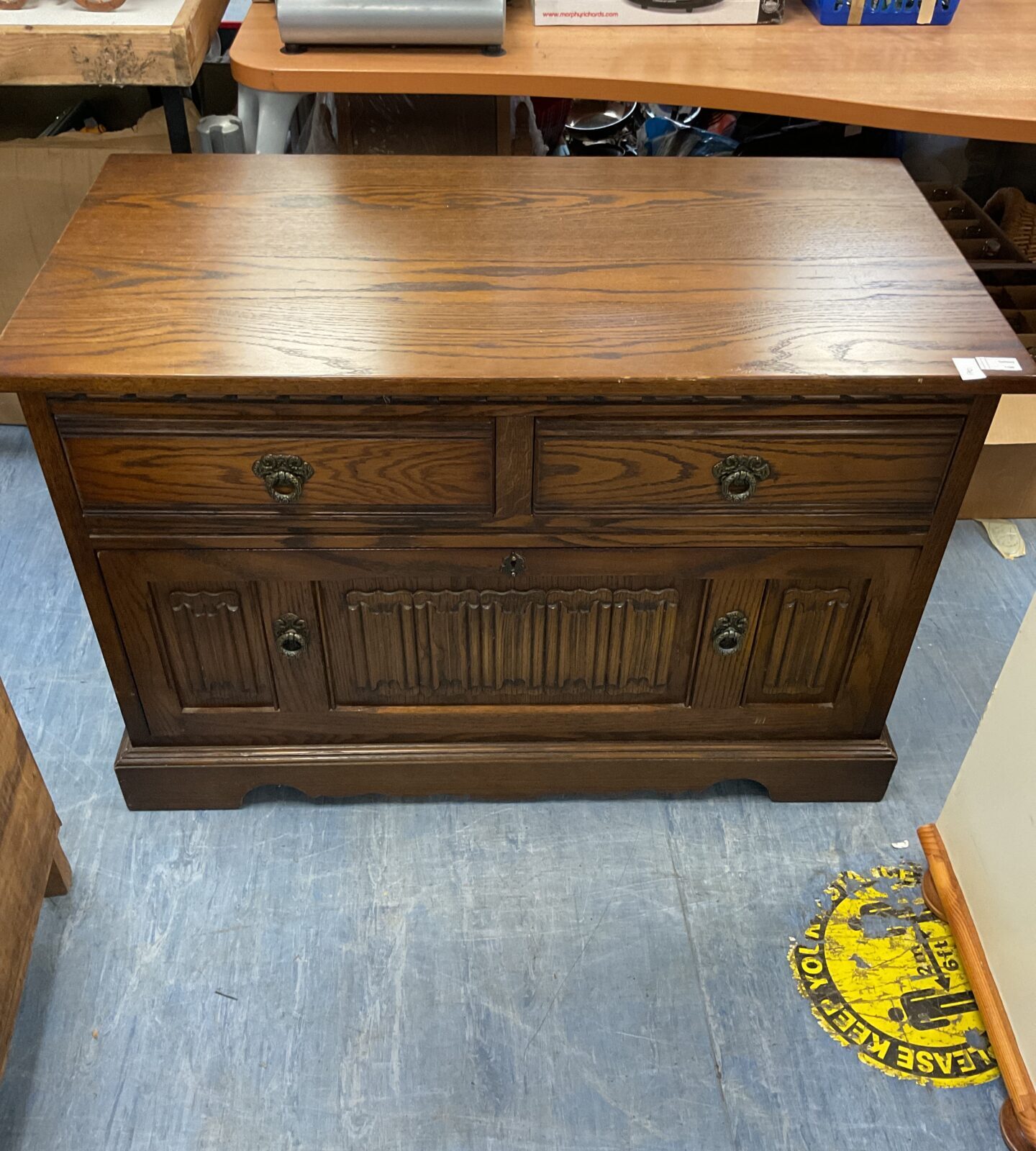 Vintage A Wood Brothers Old Charm Carved Light Oak Filing Cabinet