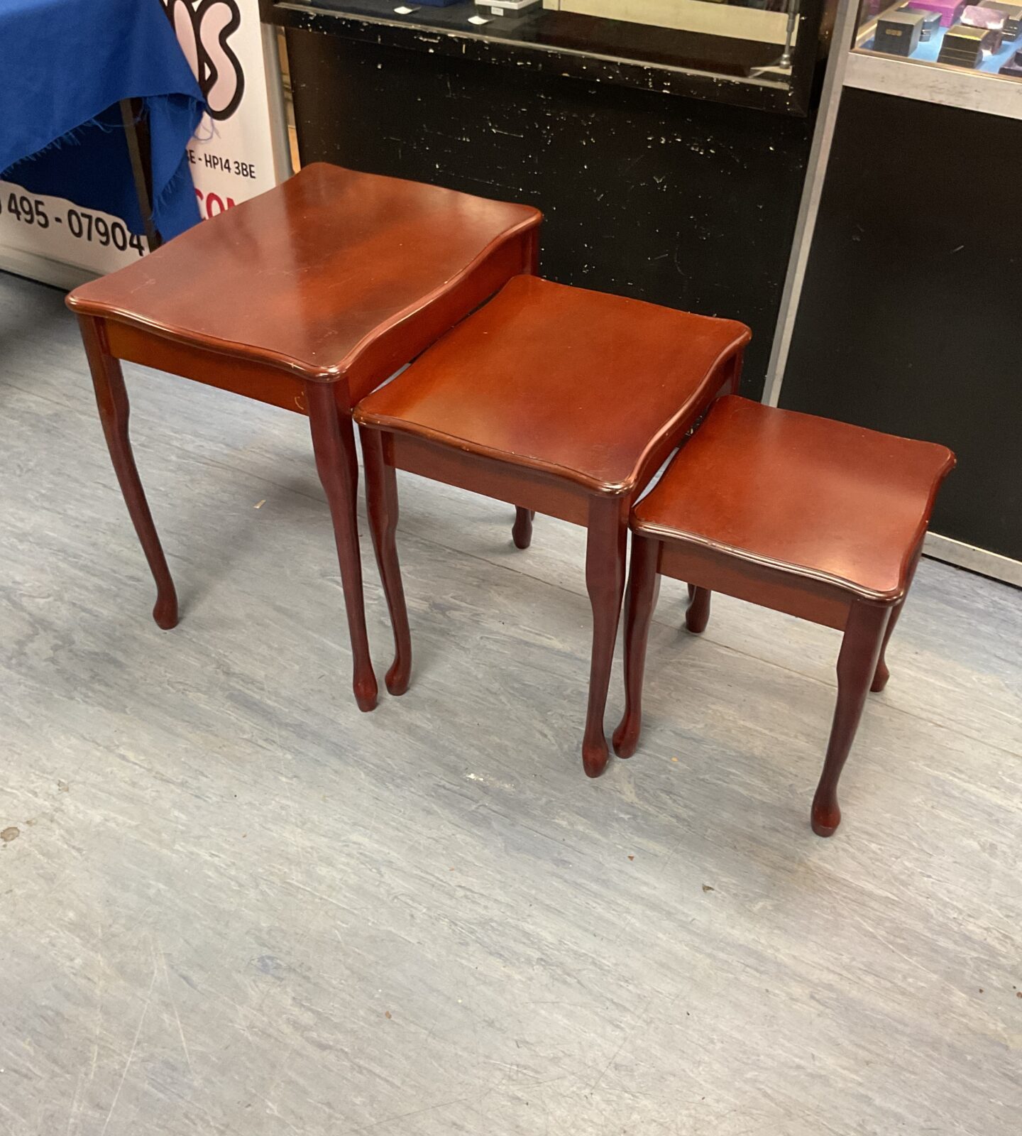 Nest of mahogany tables