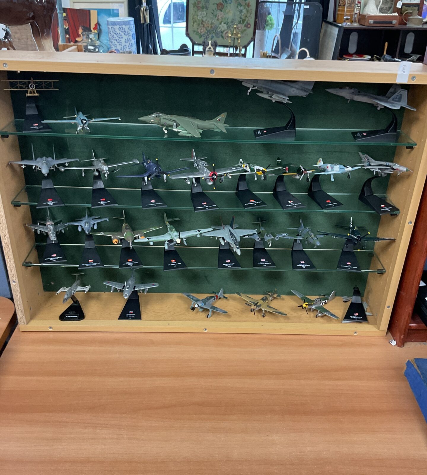 Selection of model planes in display case
