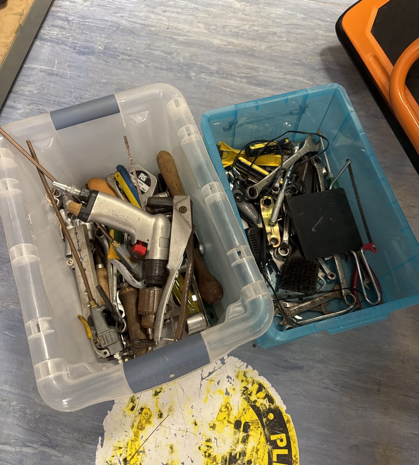 Two tubs of assorted tools