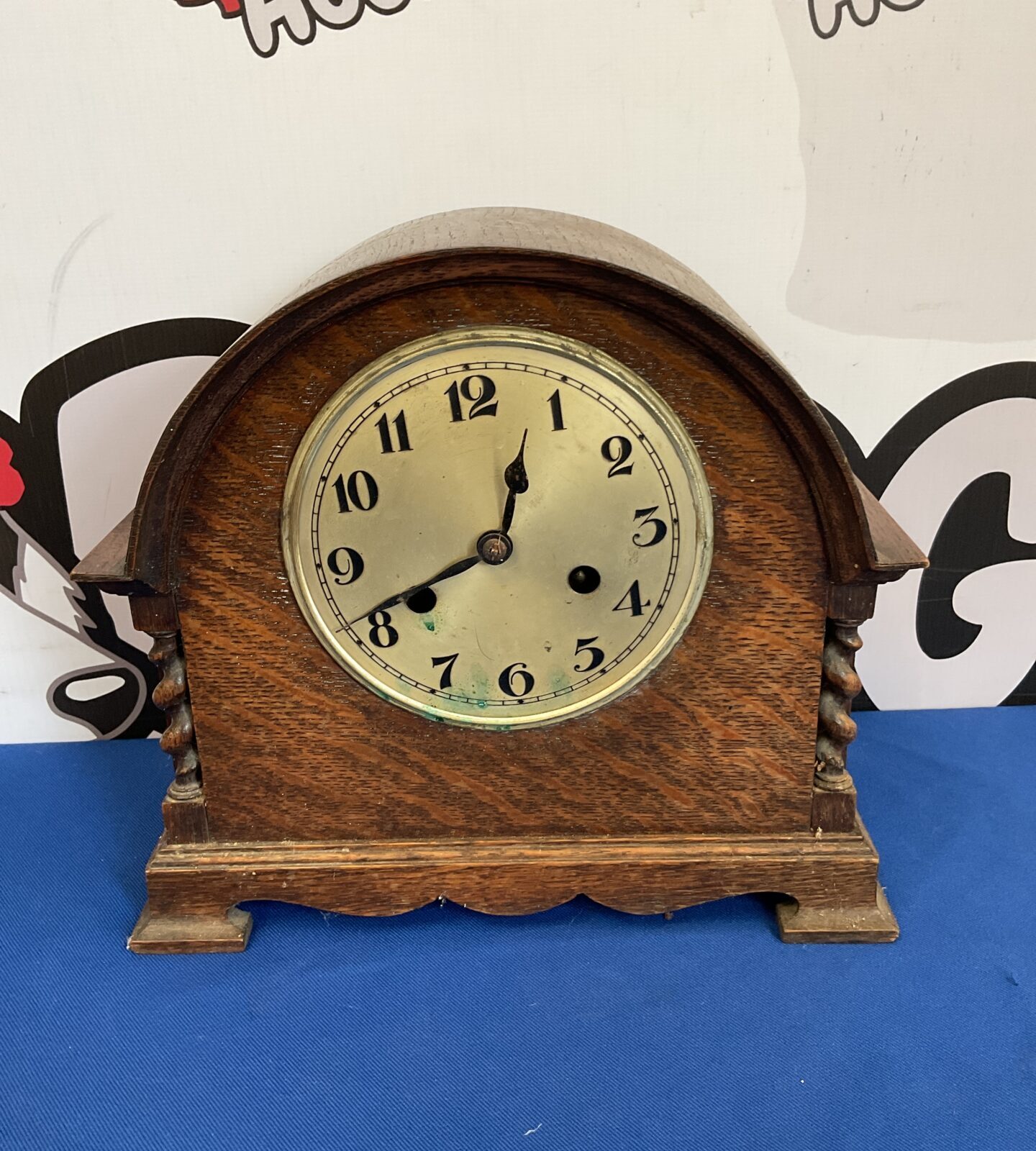 Antique oak cased mantle clock for restoration