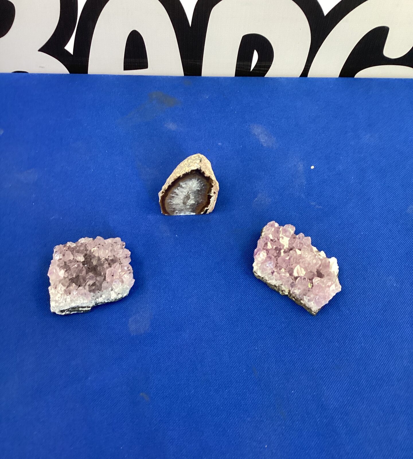 Three small Crystal  Agate  Geodes