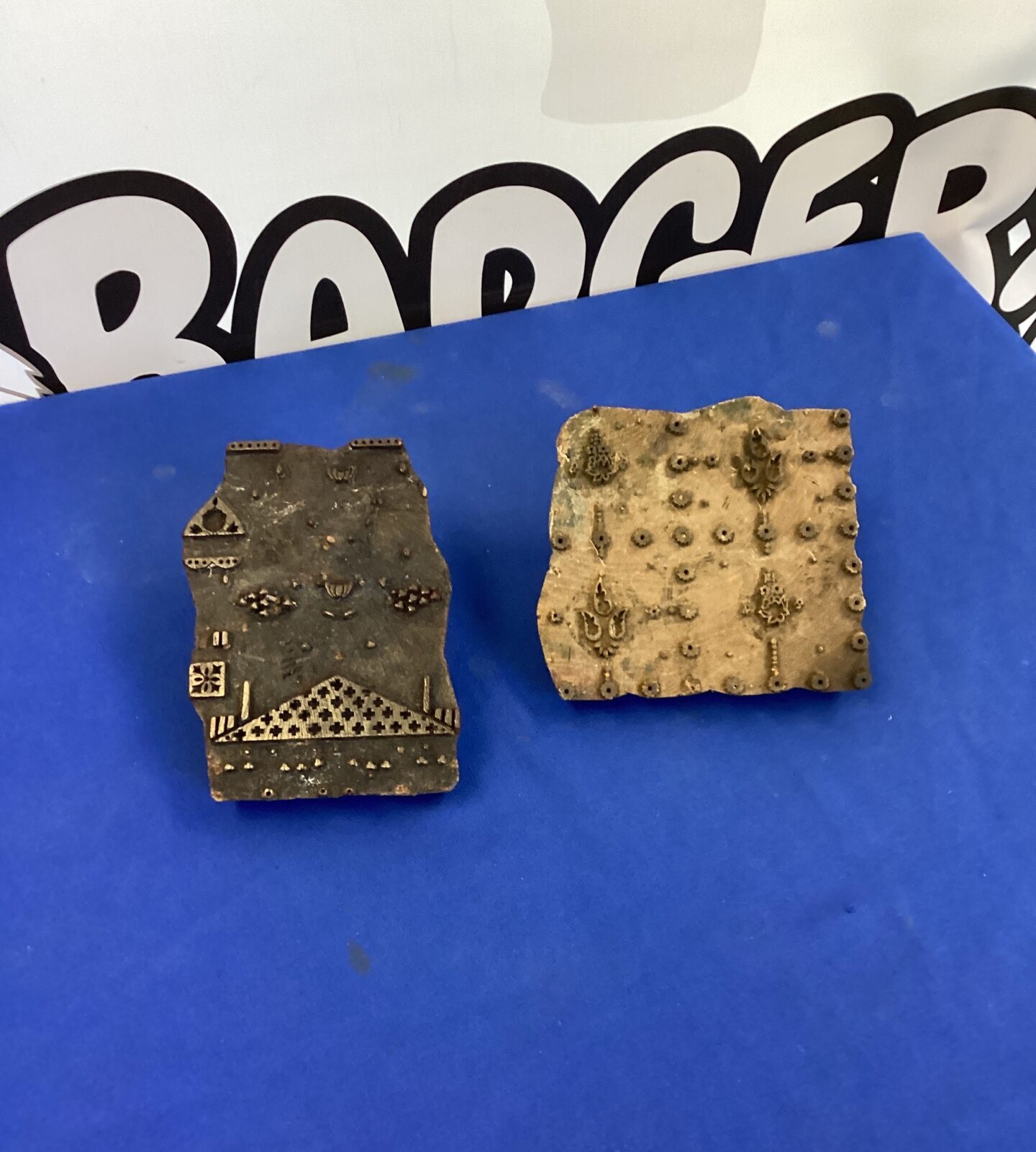 Two vintage Japanese Wooden Printing Blocks