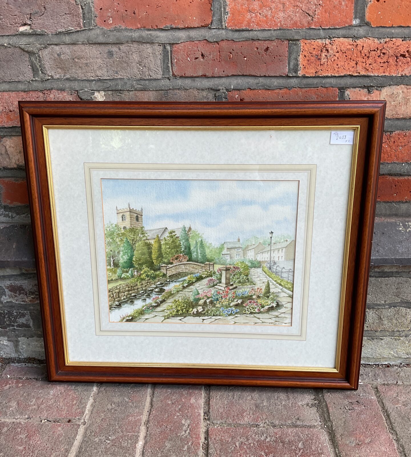 Original n s nelson watercolour of a picturesque village