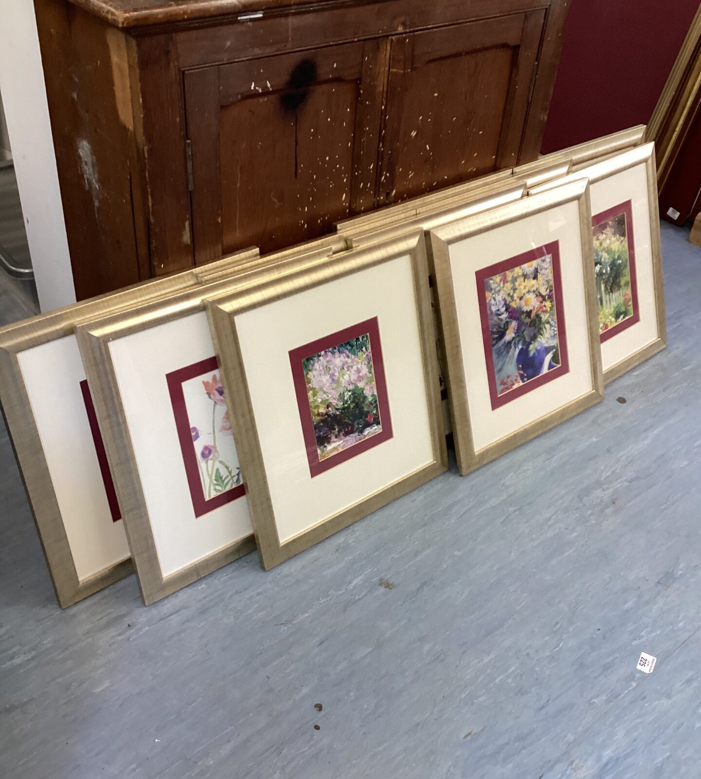 Nine framed pictures of flowers