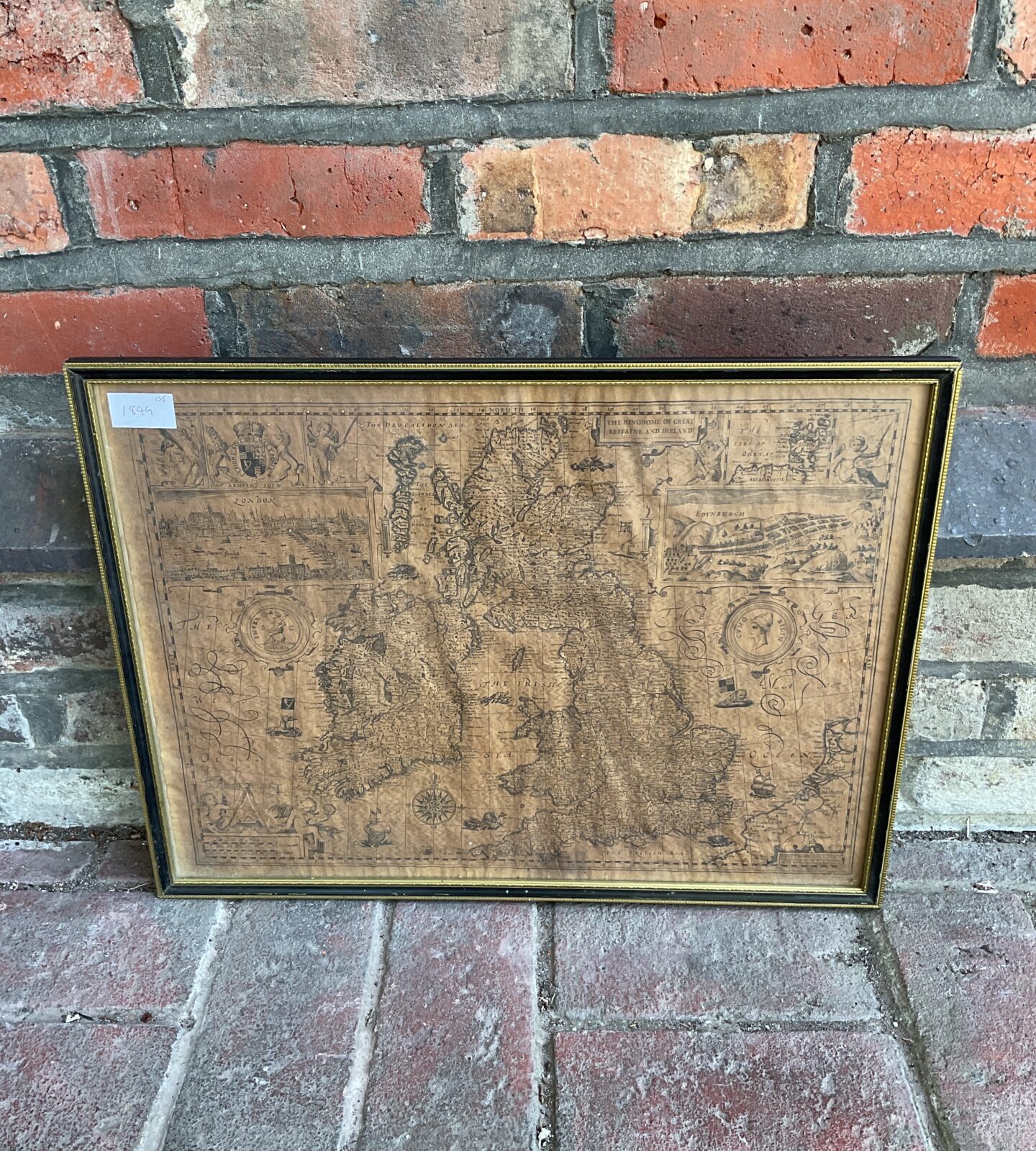 Framed antique map of the kingdome of great britaine & ireland