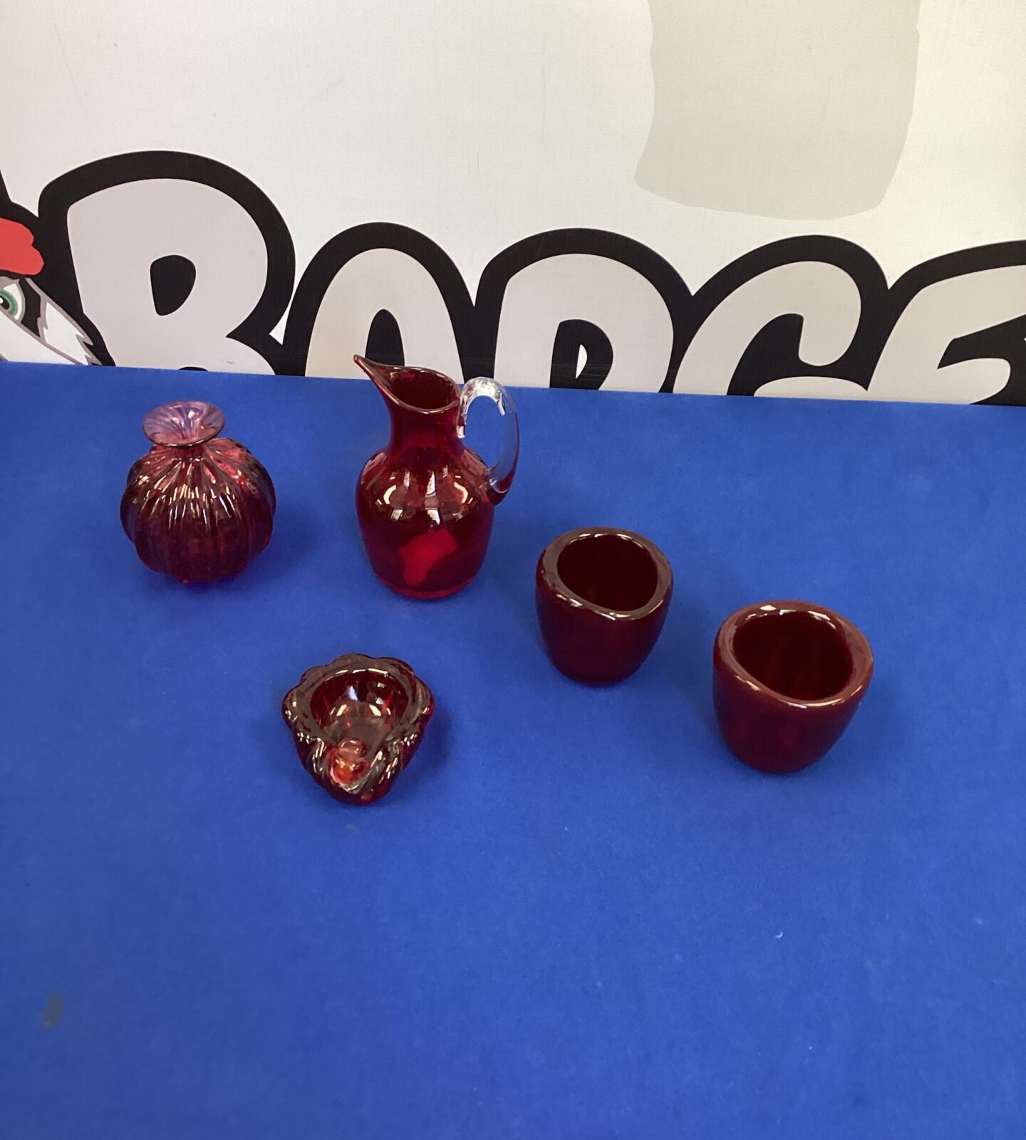 Selection of Ruby Glassware inc Jug