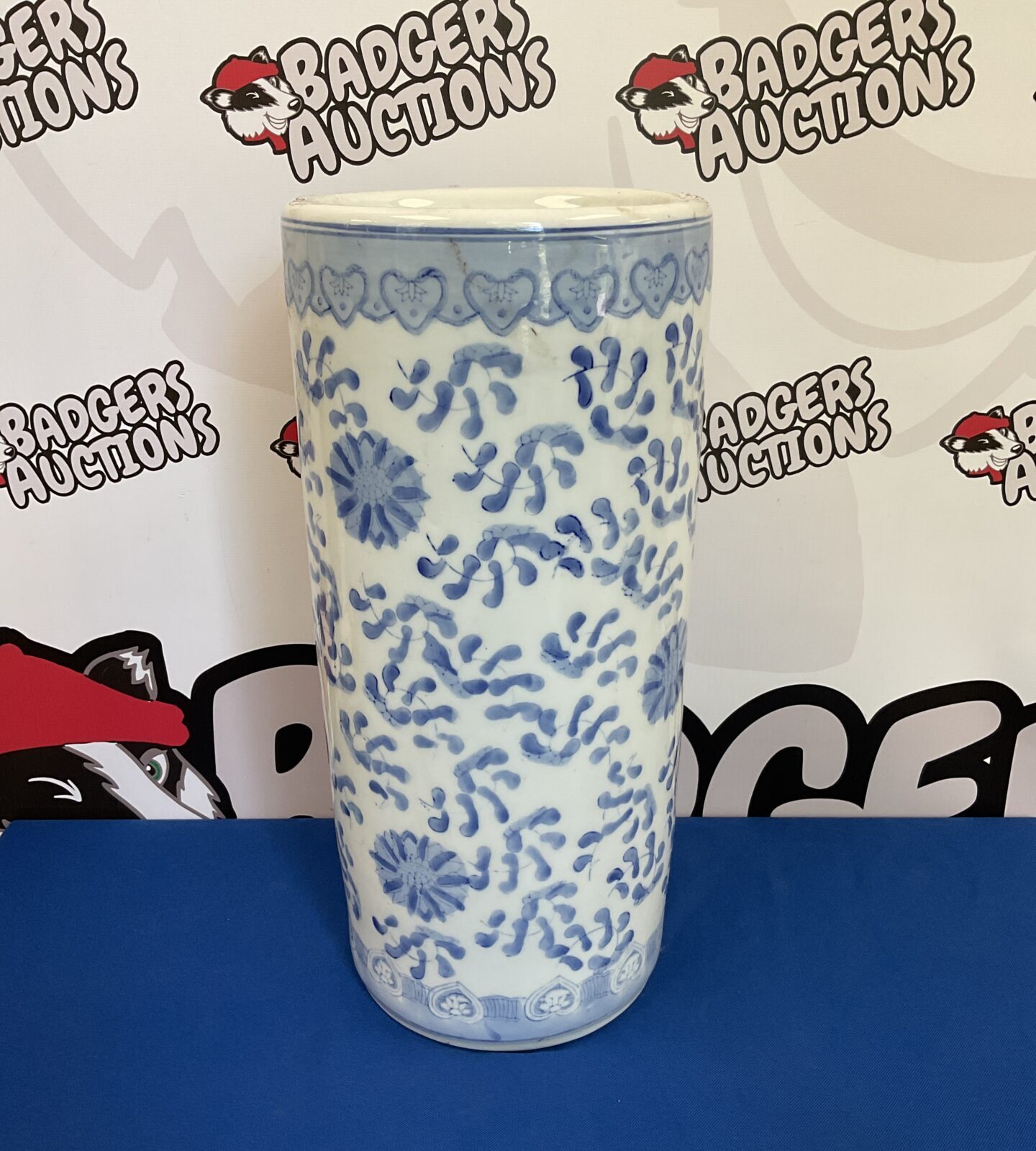 Blue & white ceramic stick umbrella stand