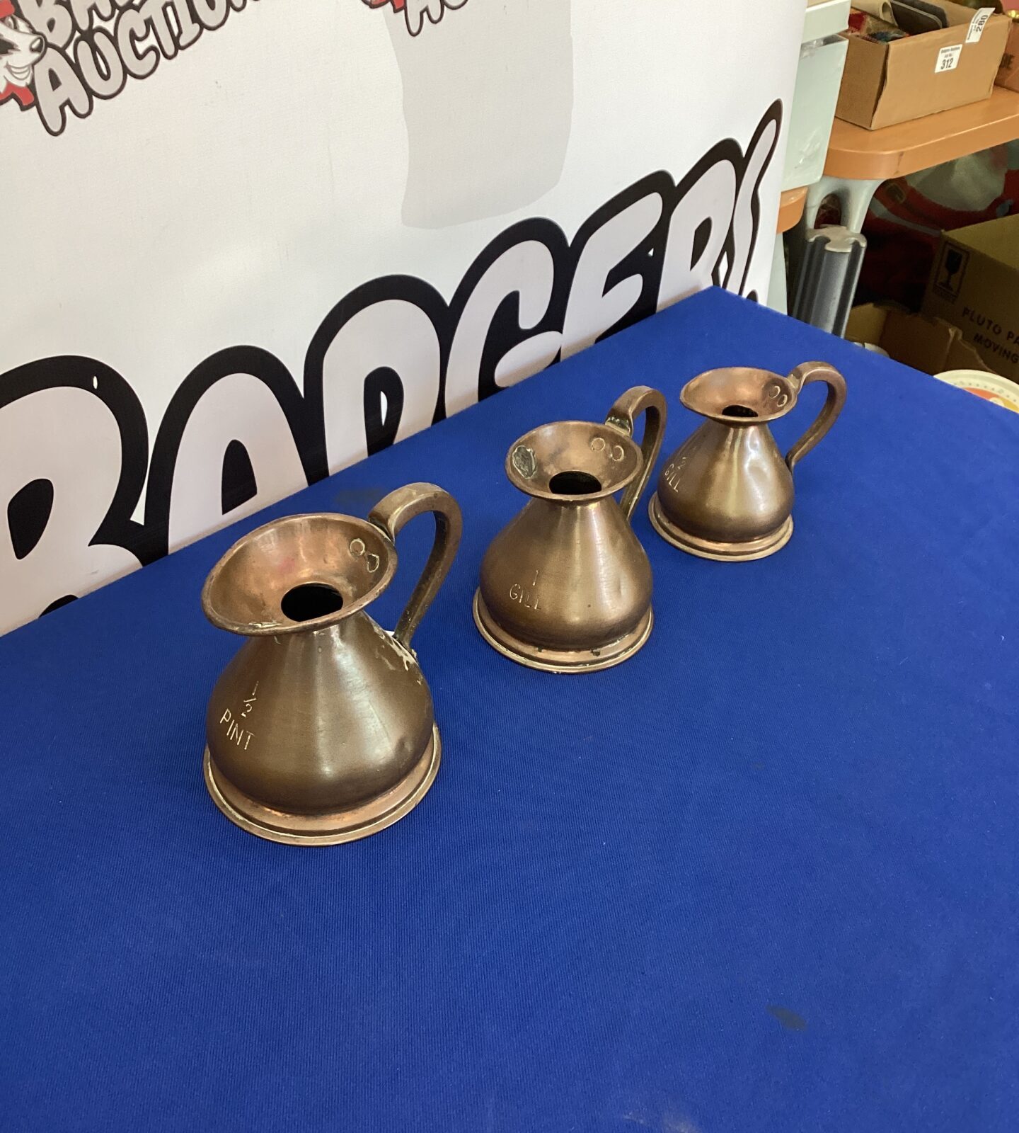 Three Vintage Copper haystack Measuring Jugs