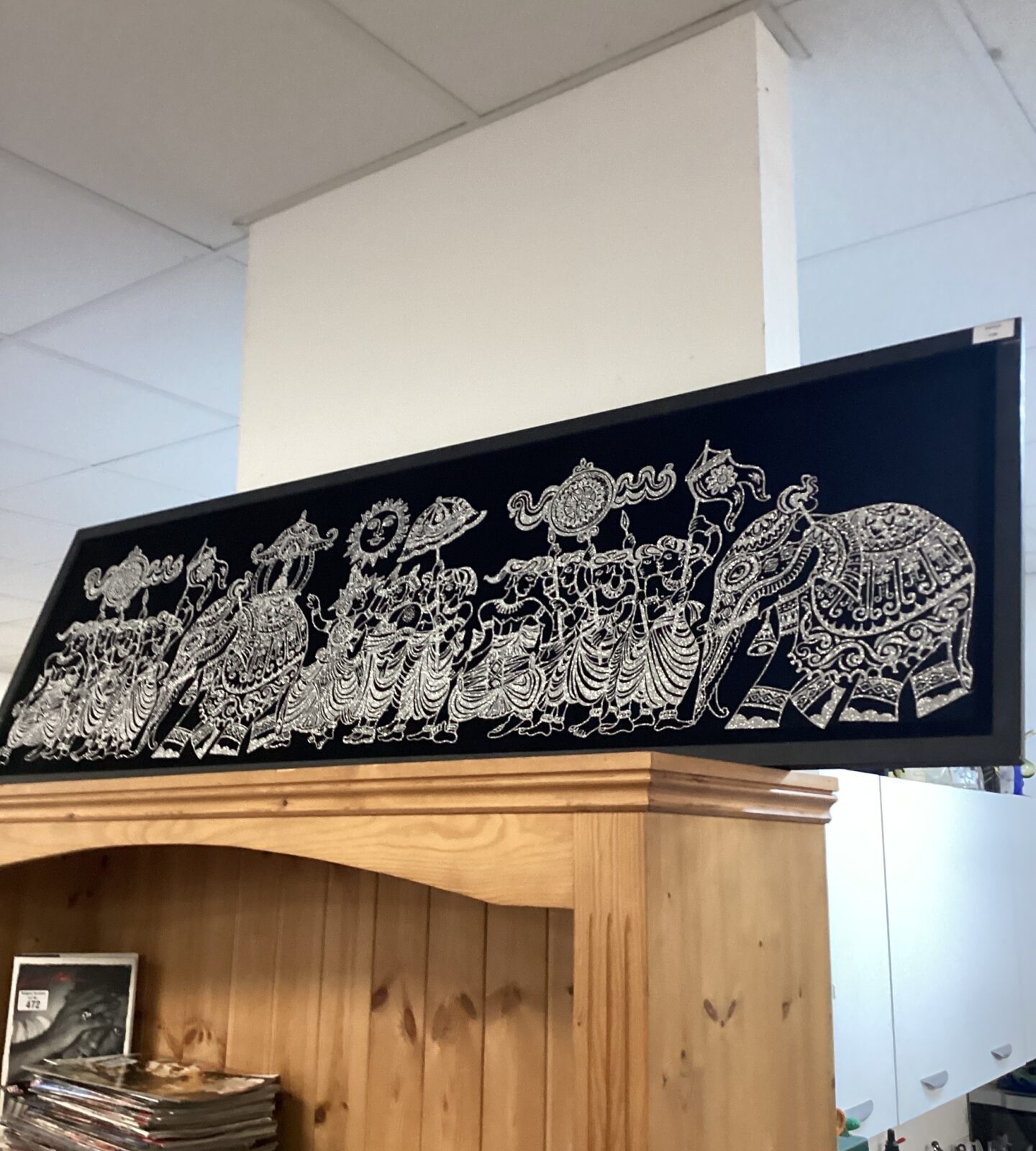 Print of Indian royal precession on black velour