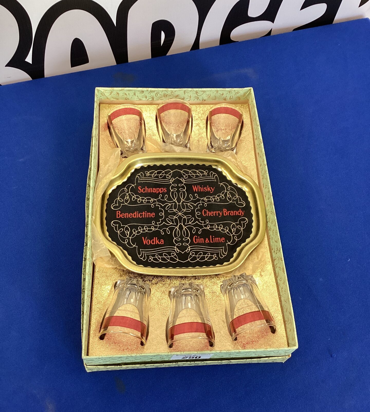 Vintage boxed set of tmbers with tray