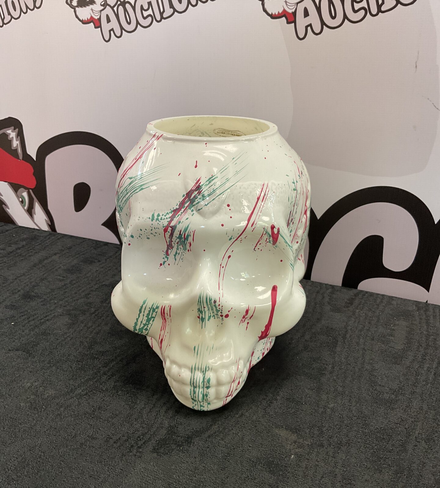 Akcam art glass skull bowl