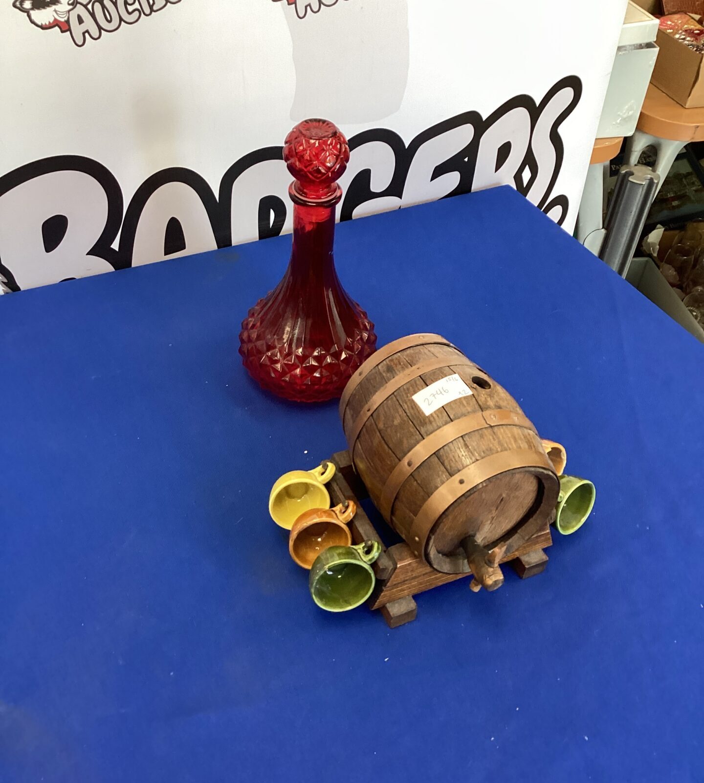 Sherry barrel and Red Decanter
