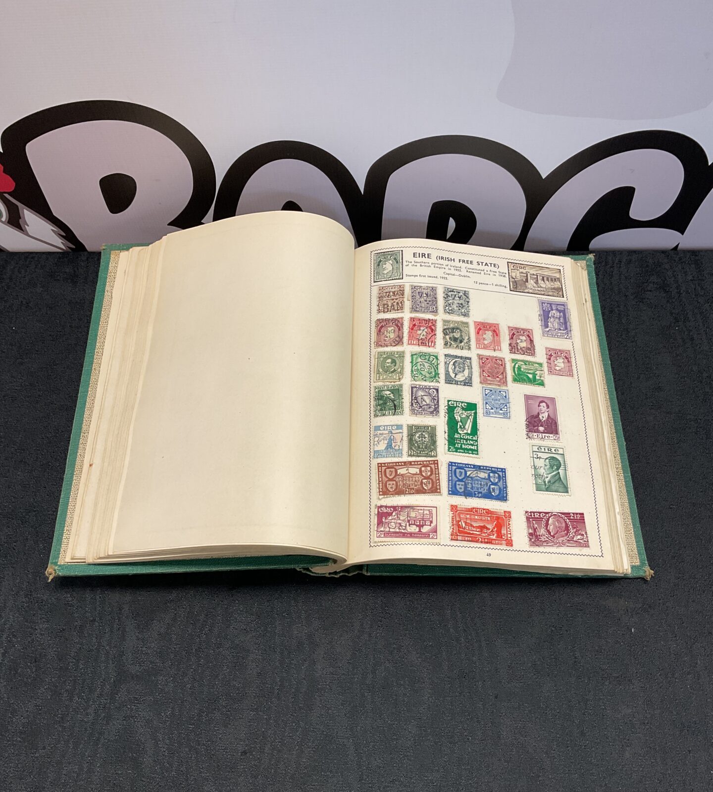 Vintage stamp album with stamps