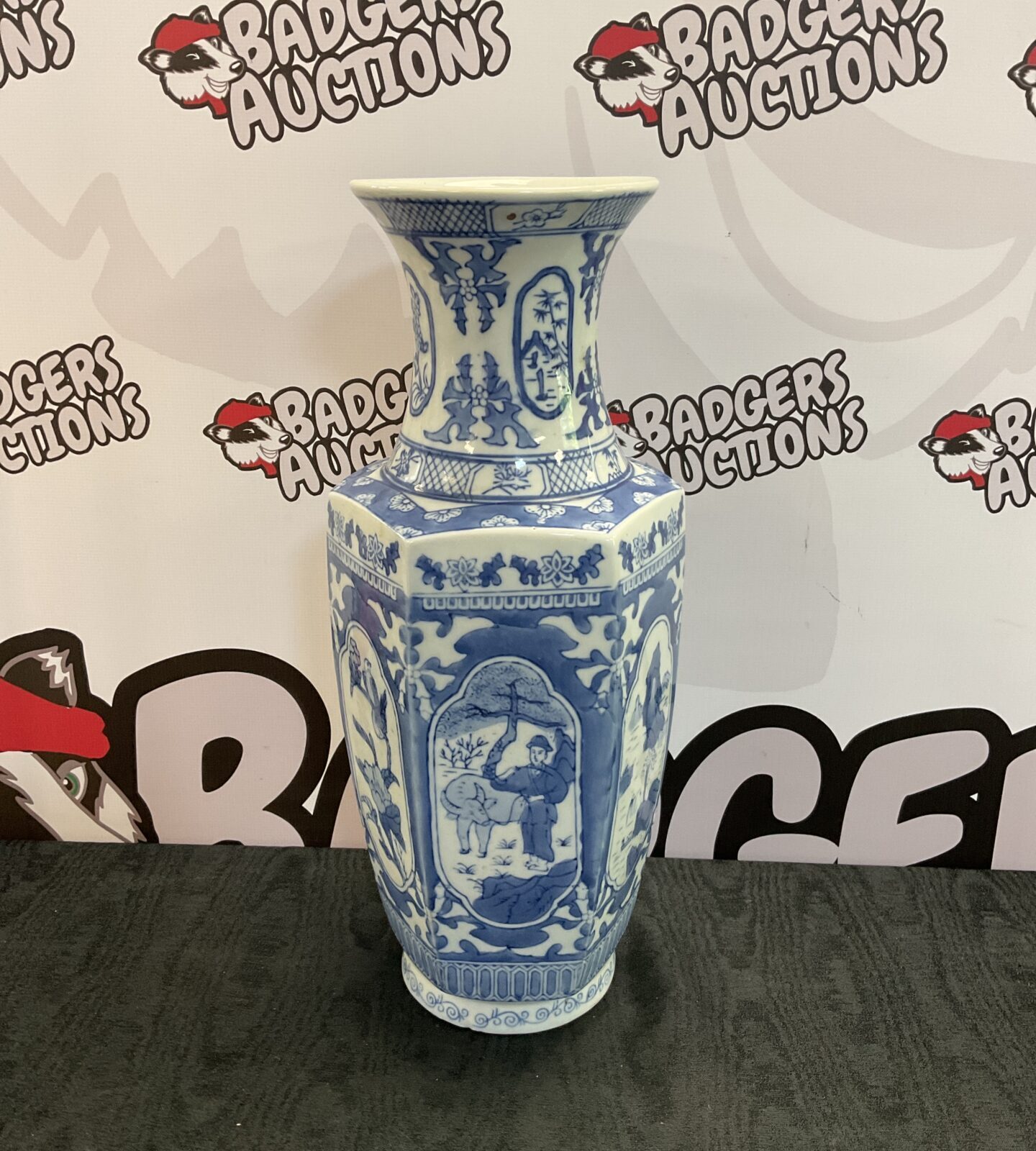 Blue & white chinese vase 18” tall