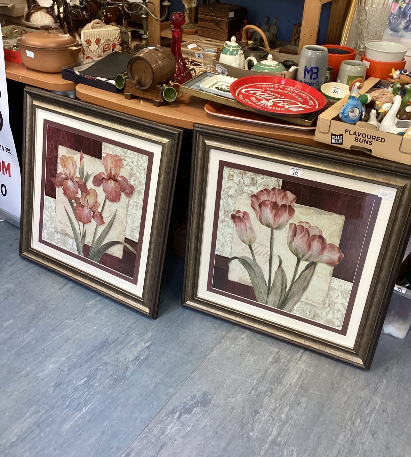 Two framed pamela gladding still life prints of flowers