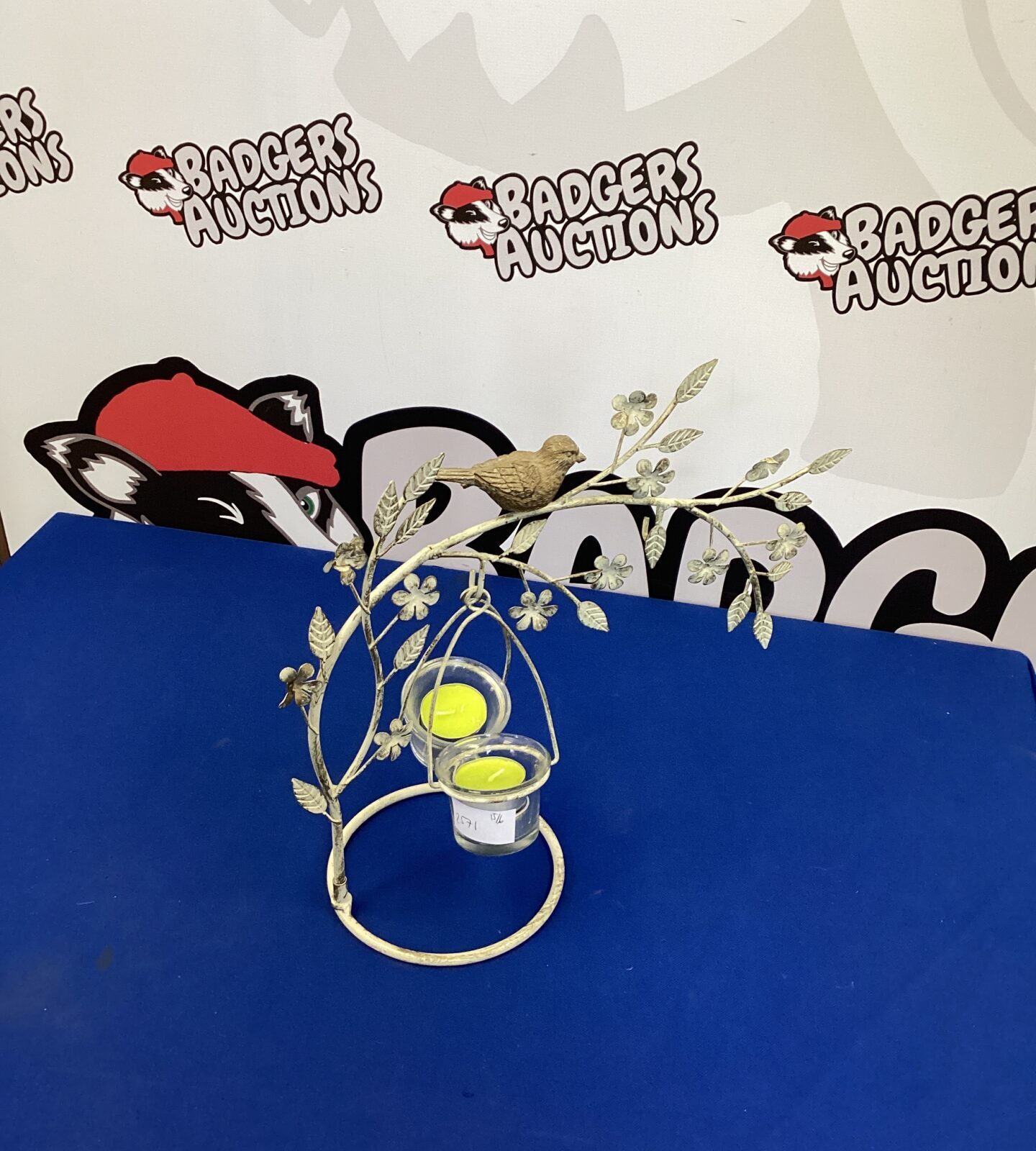 Vintage metal bird candle holder
