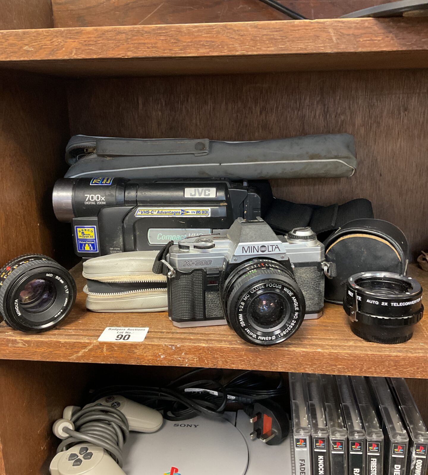 Minolta x-300 camera with lenses & jvc camcorder