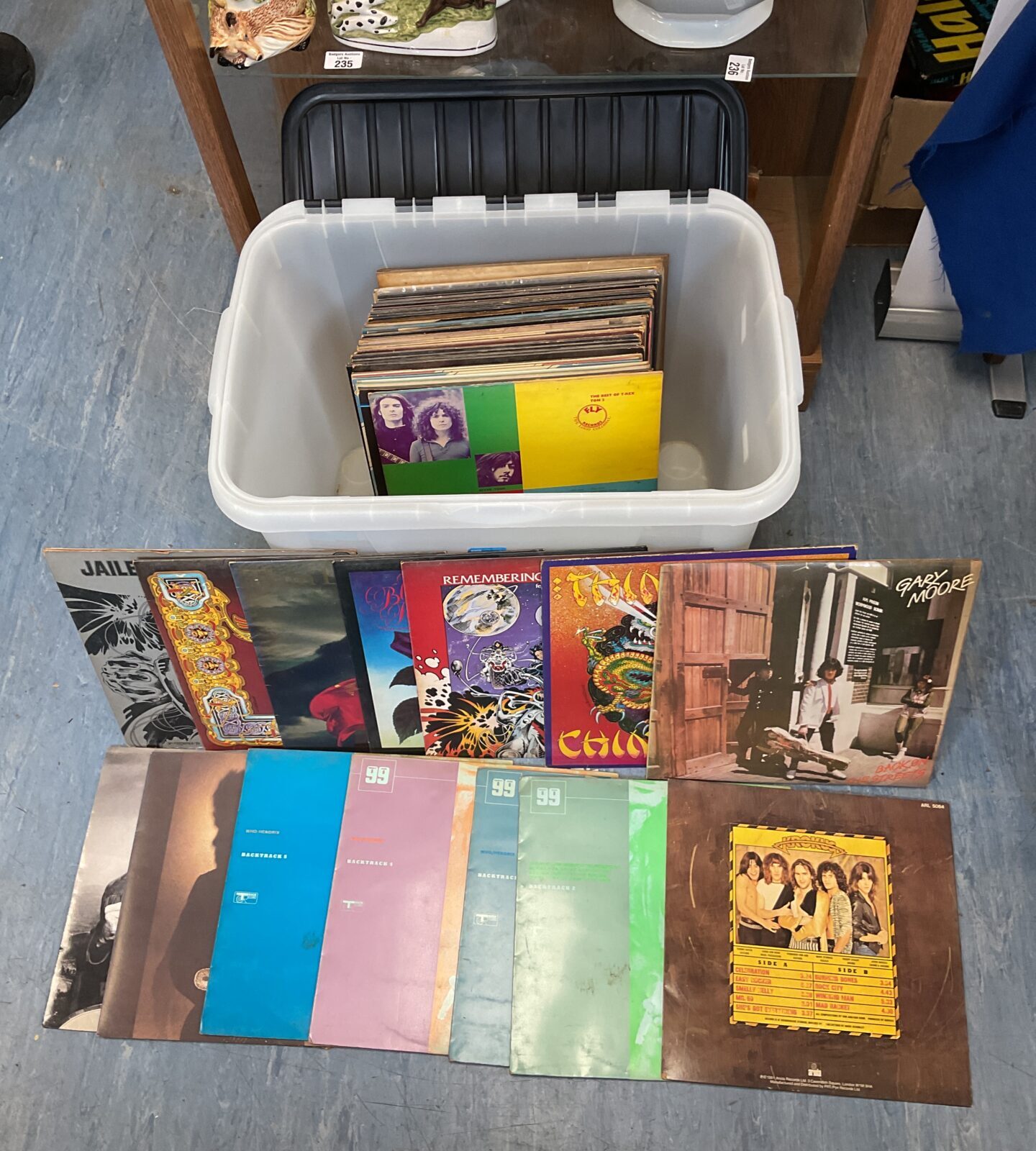 Collection of 12” vinyl records inc thin lizzy & hendrix