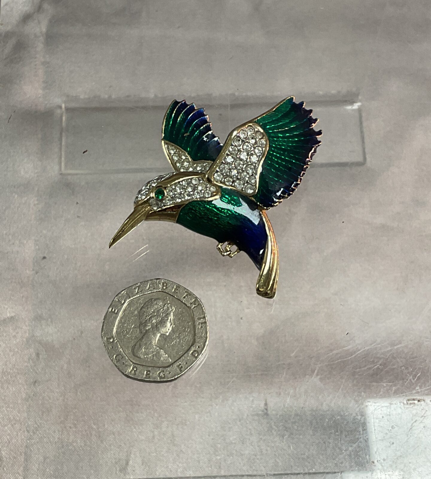 enamel Kingfisher brooch