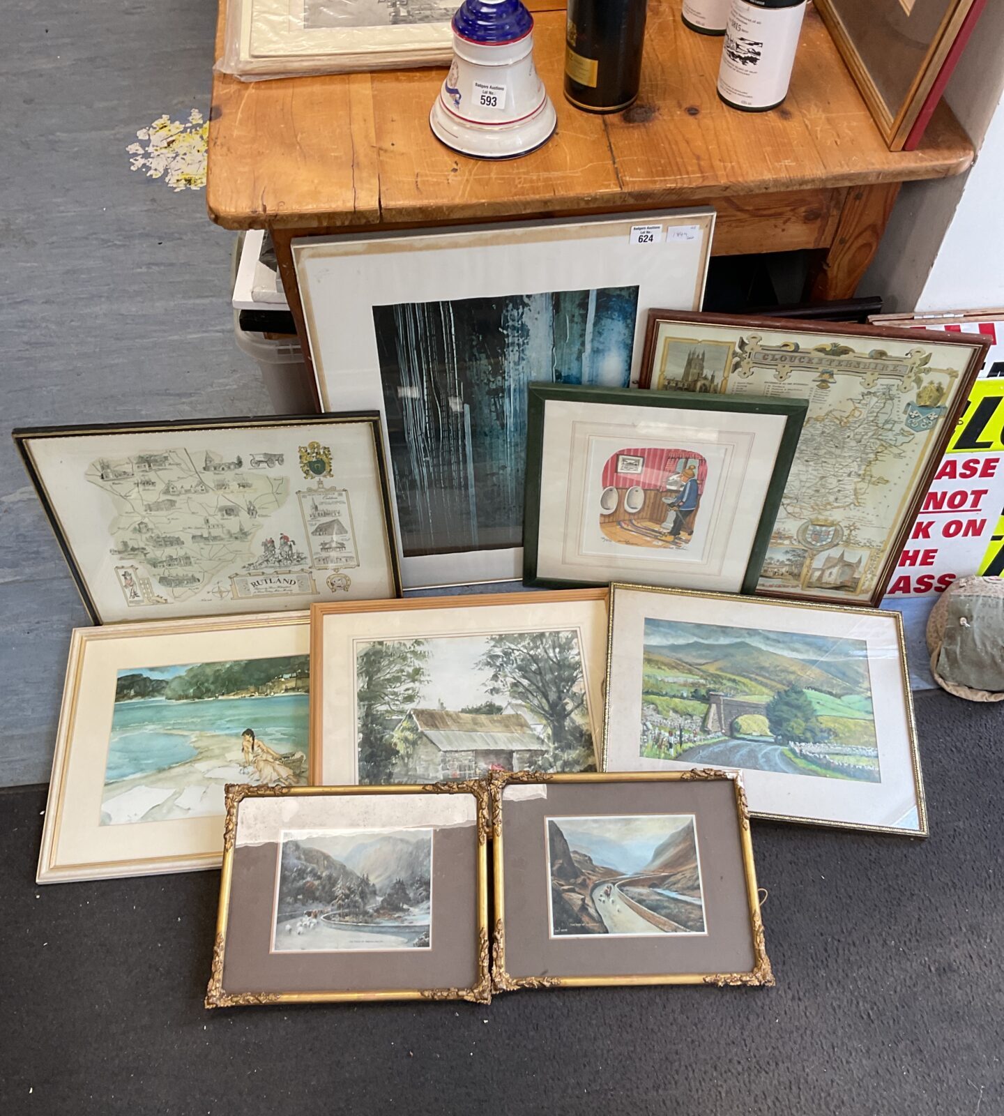 Collection of framed prints & artworks including watercolours & pastel