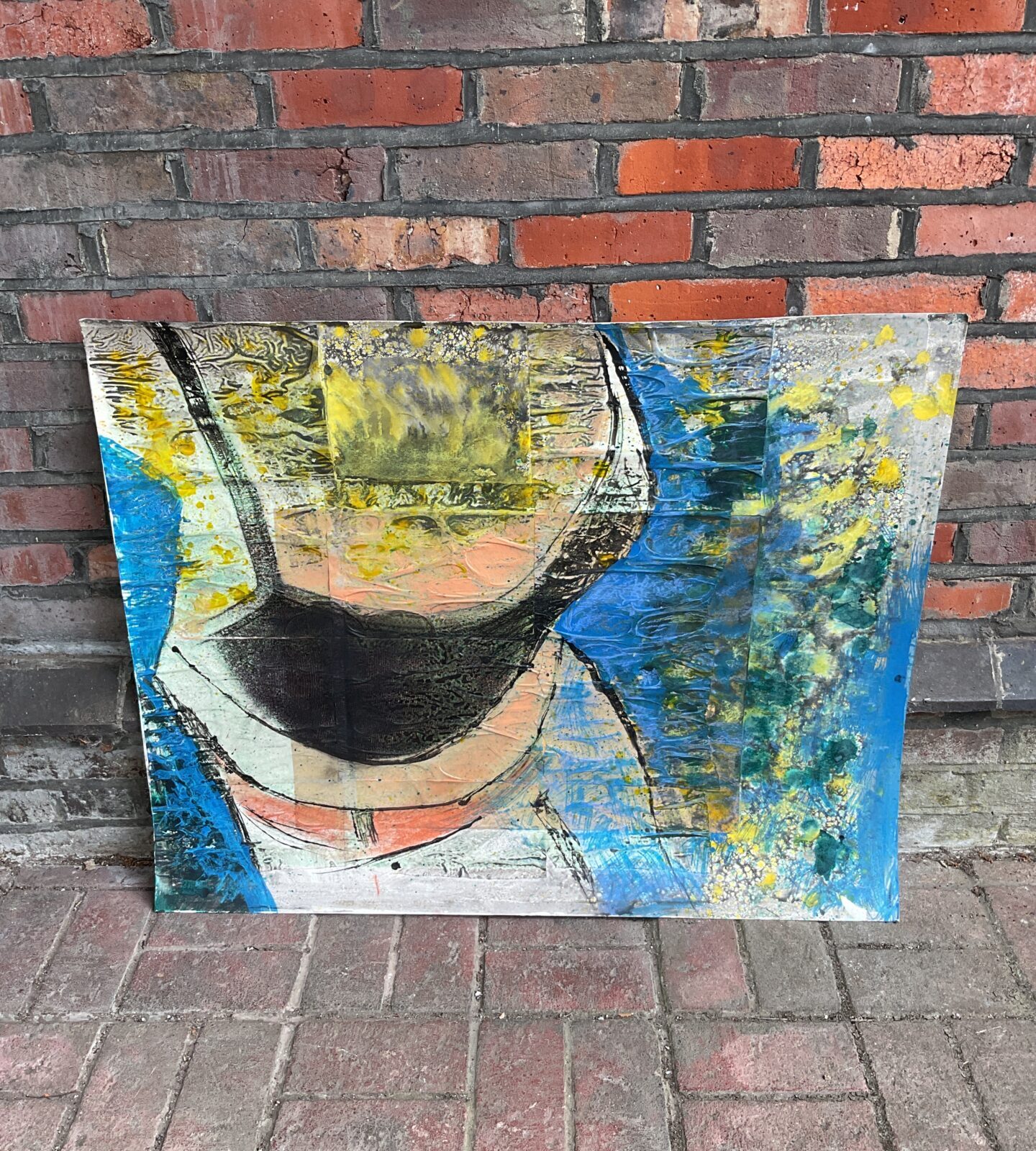 Large original gouache painting of a torso