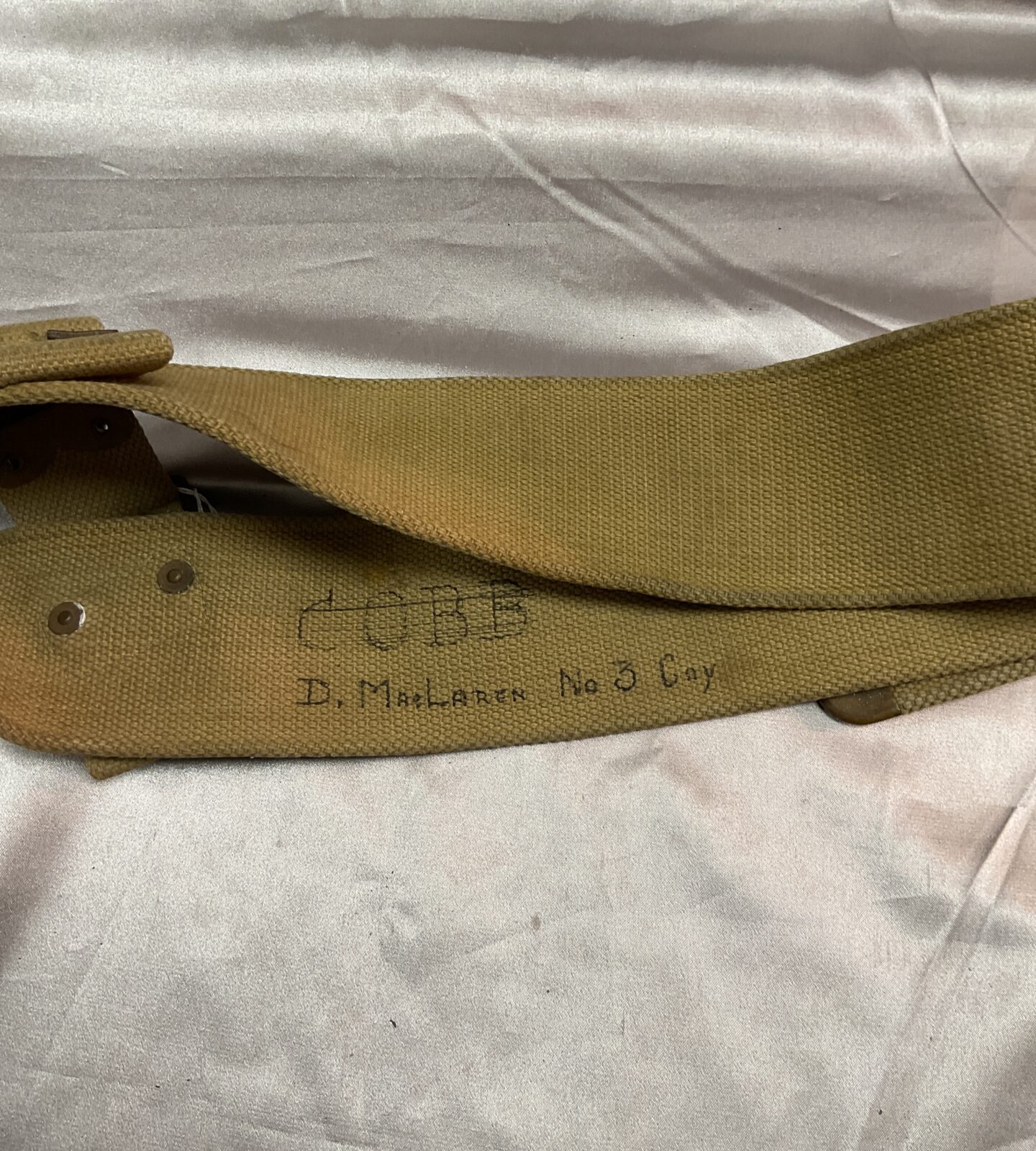 Original British Army W.W.1 1908 pattern webbing belt dated 1915 - Image 2