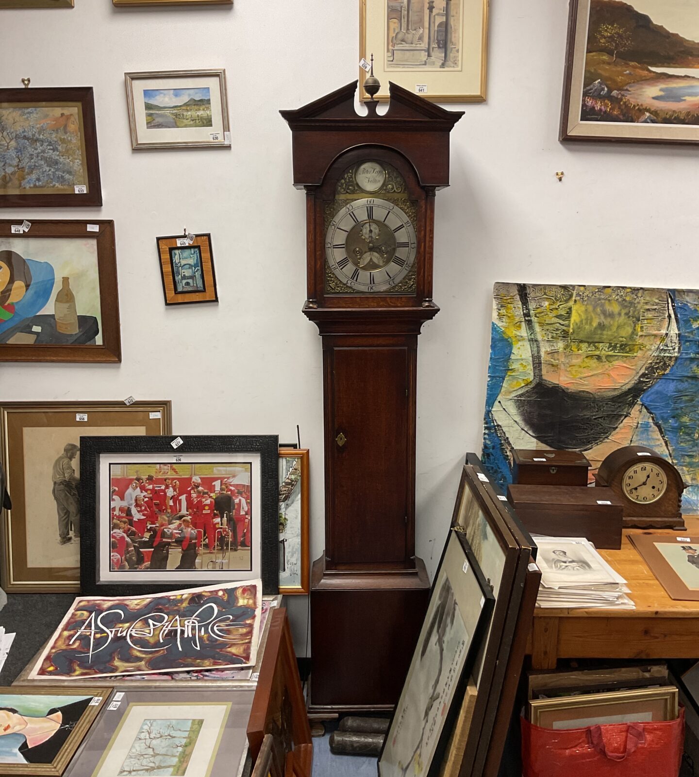 Peter hogg felton grandfather clock with weights & pendulum