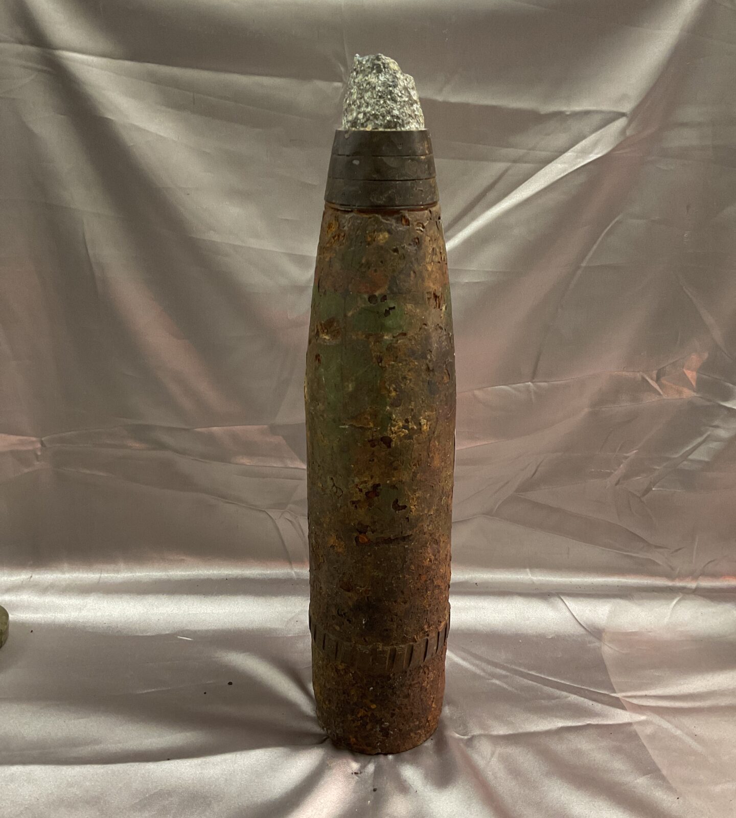 Vintage inert 3 1/4” x 16” Artillery shell From north wales/ ww2 practice  area