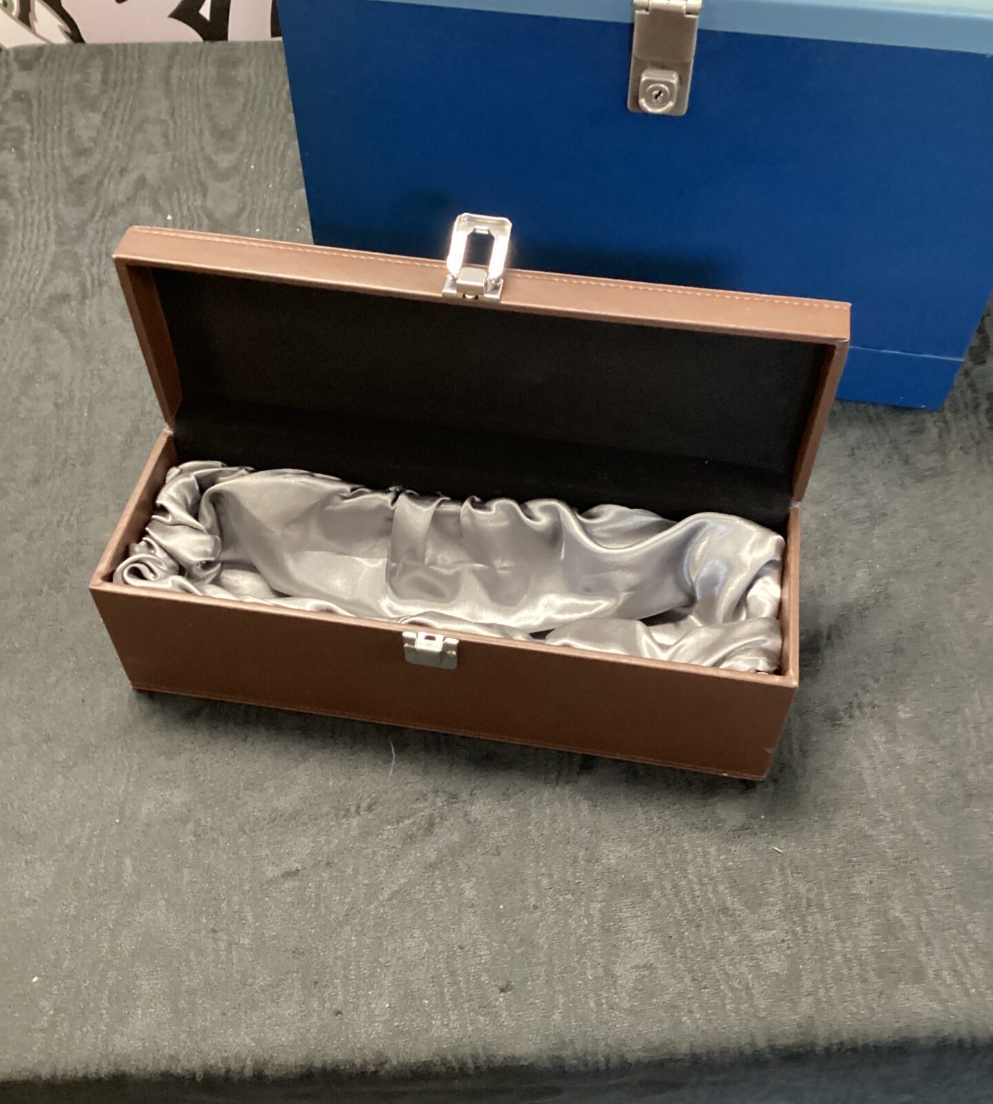 Metal filing box & small leather bound box - Image 2