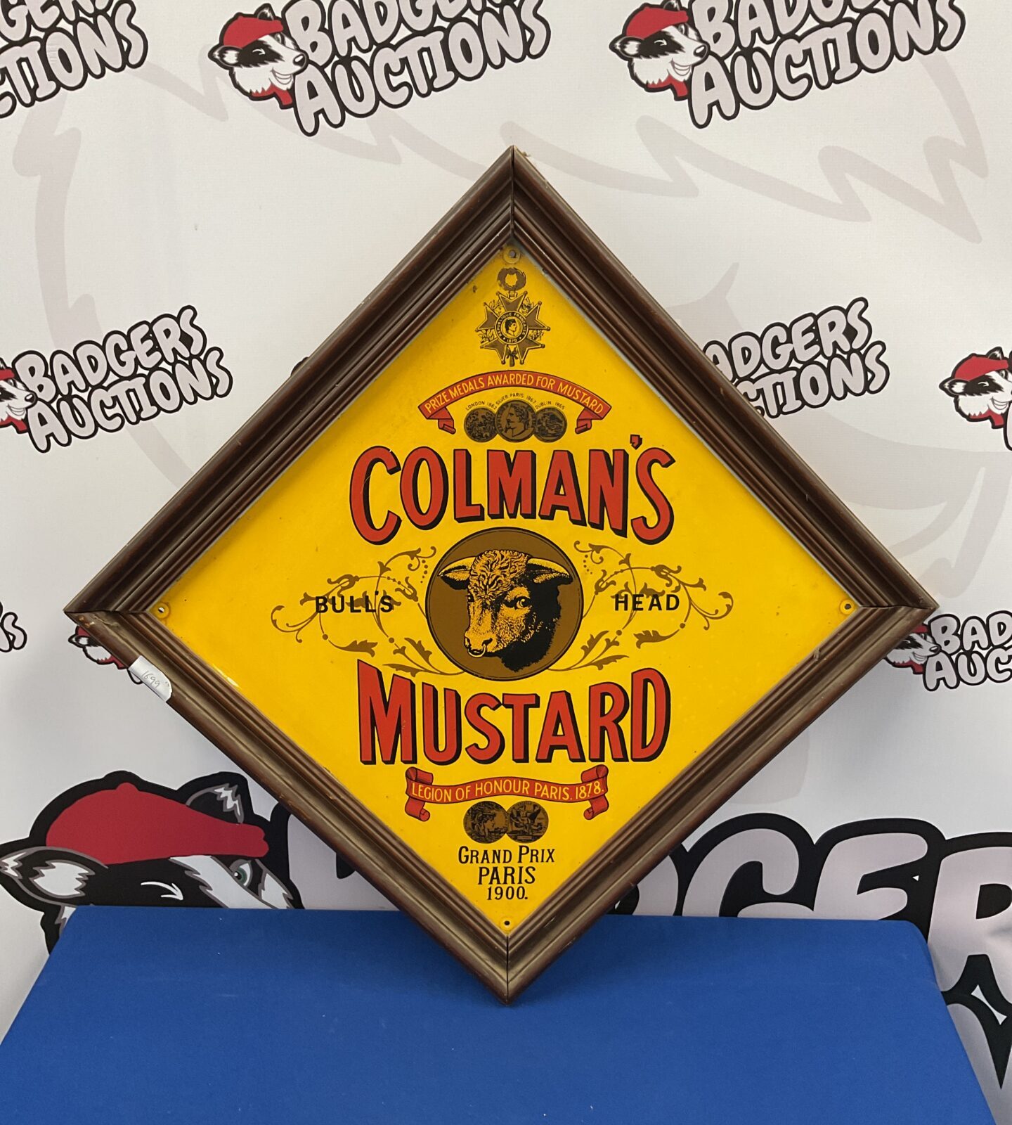 Vintage framed tin colemans mustard sign