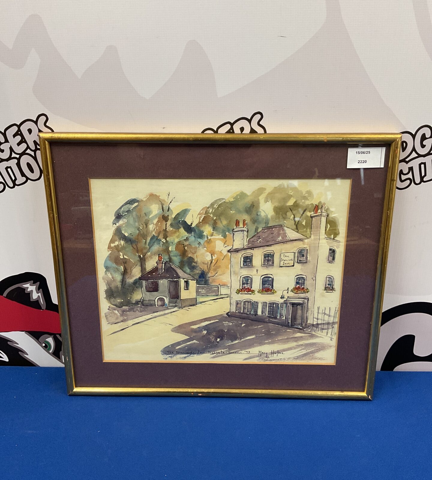 Mary hulme watercolour of the spaniards inn highgate london 1973