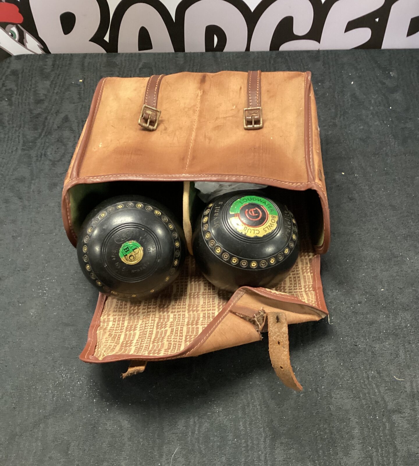 Set of four garden lawn bowls from loudwater bowls club